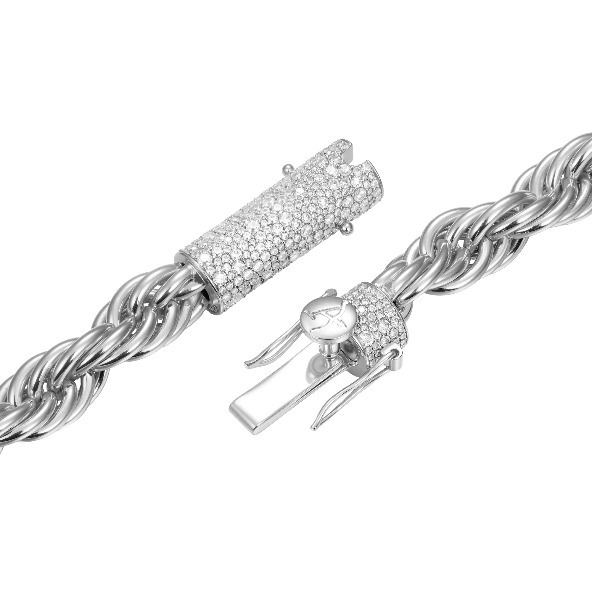 S925 Rope Chain With Moissanite Clasp - 10mm