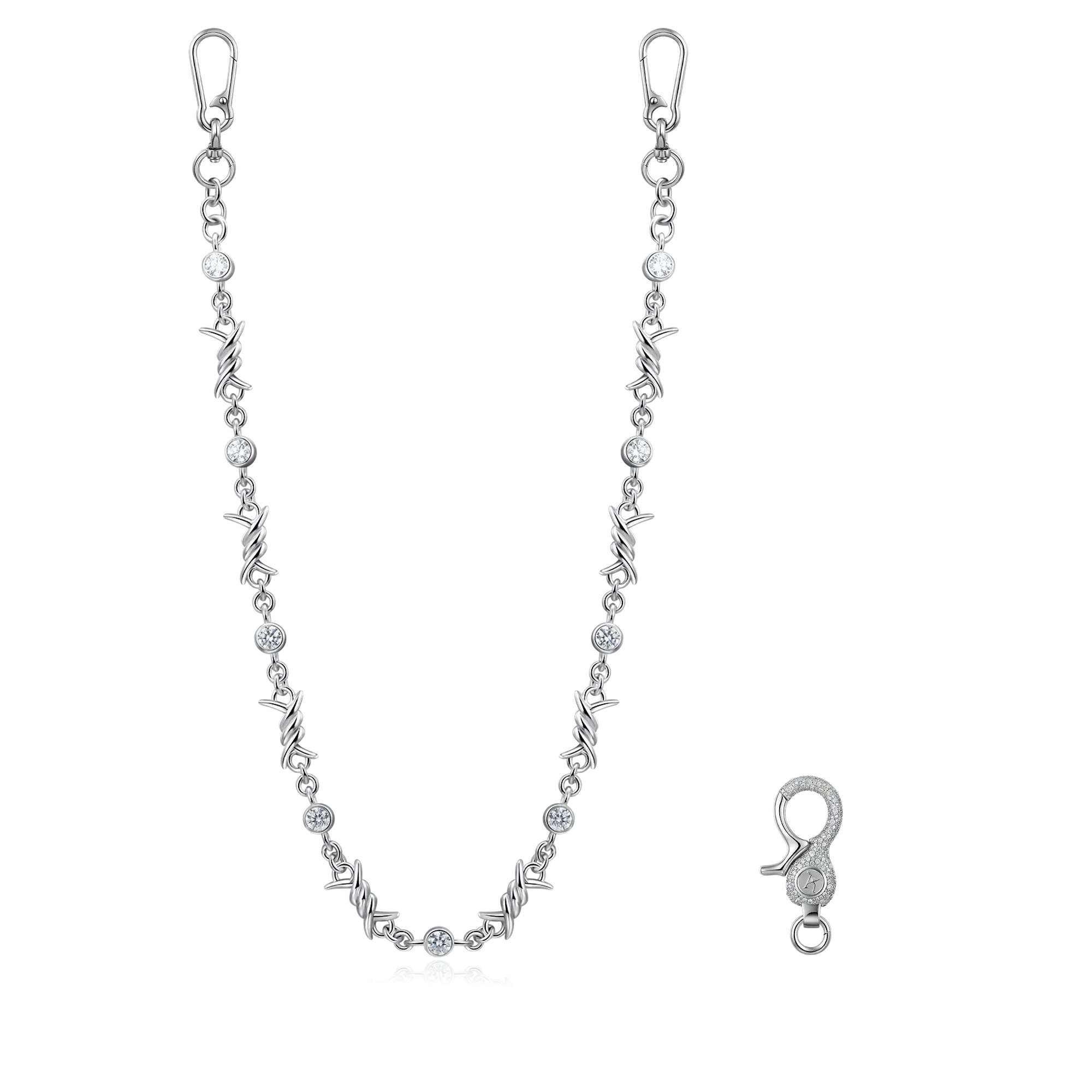 Catena del portafoglio di moissanite spinose & catena di portafoglio