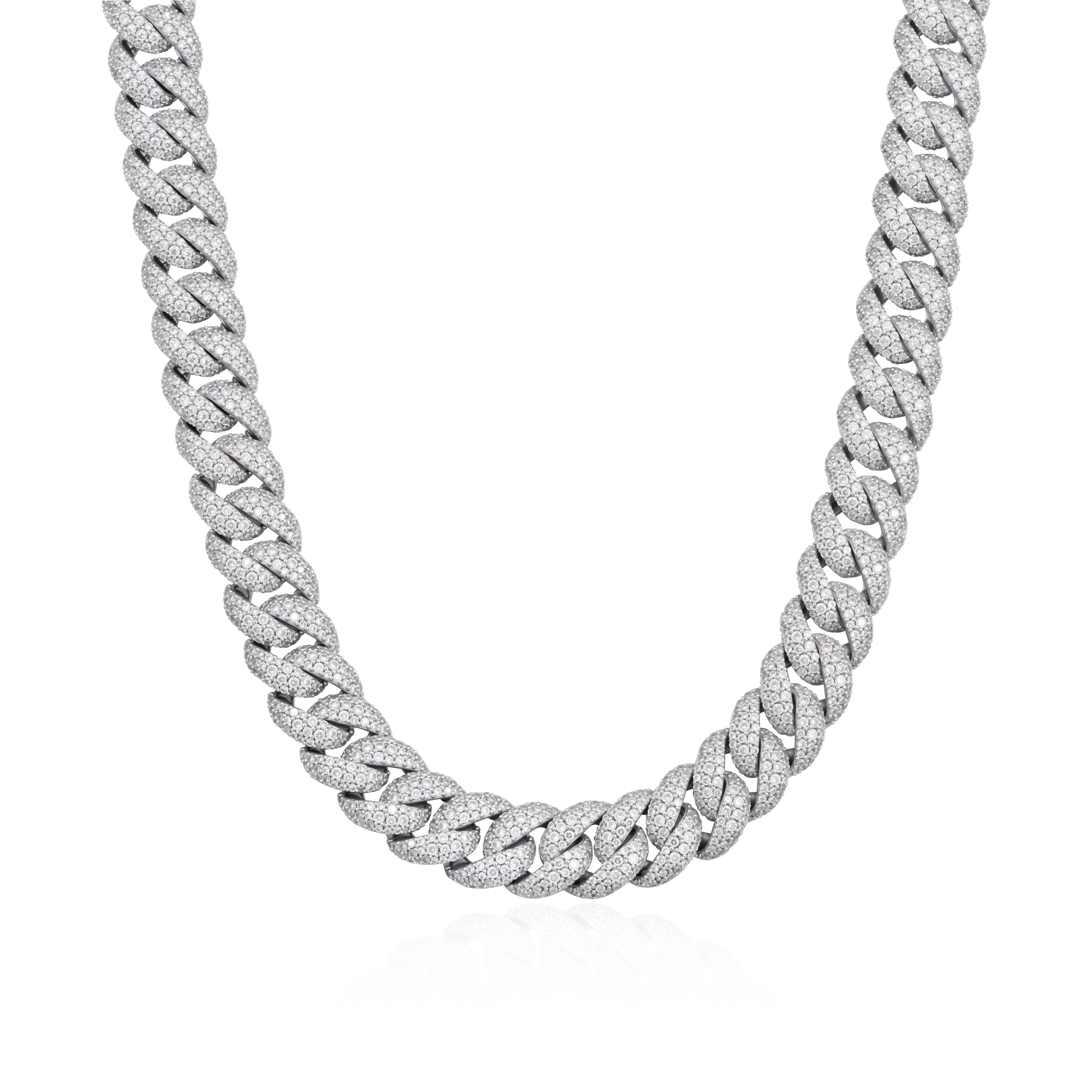 Moissanite Round Cut Cuban Link Chain - 12mm