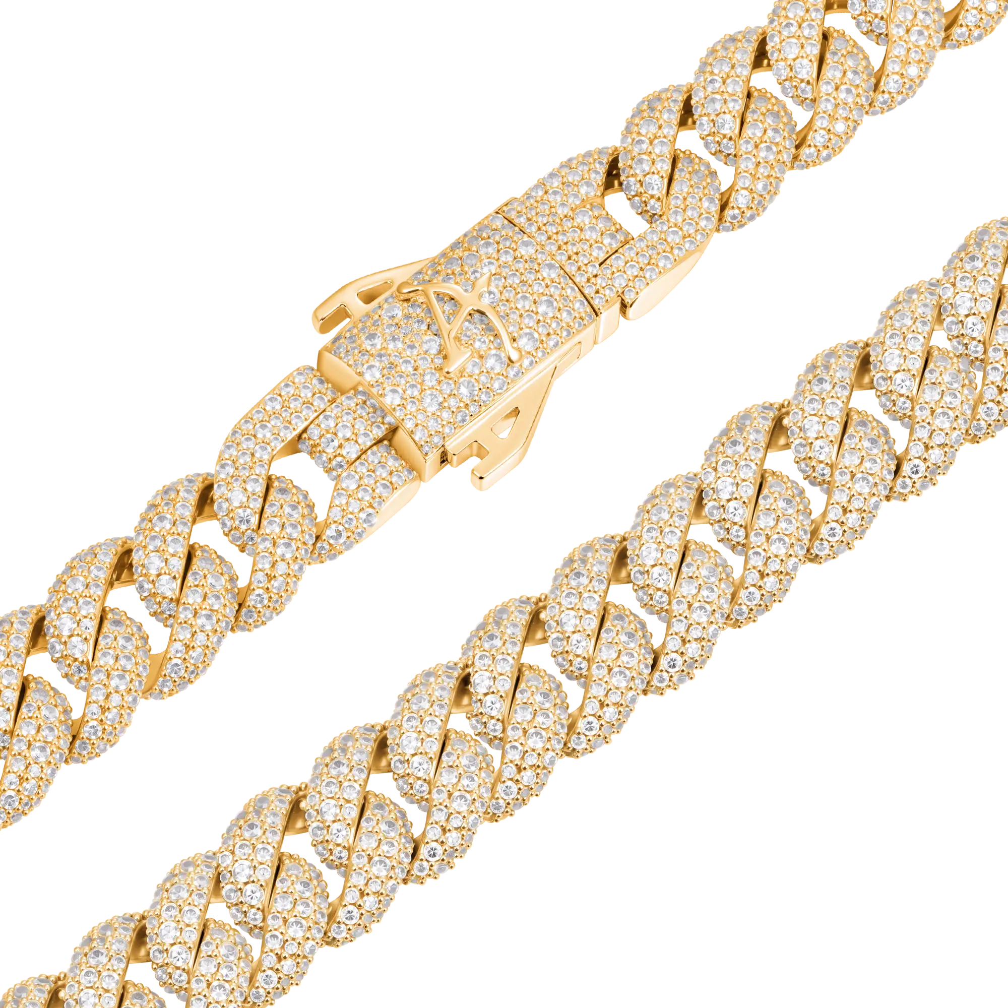 Moissanite Round Cut Cuban Link Chain - 12mm