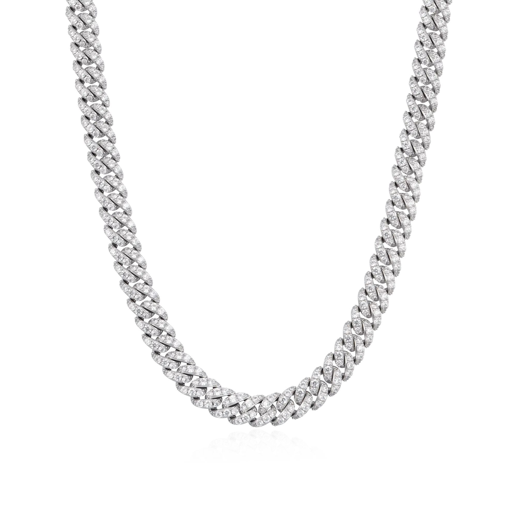 Moissanite Micro Round Cut Cuban Link Chain - 8mm