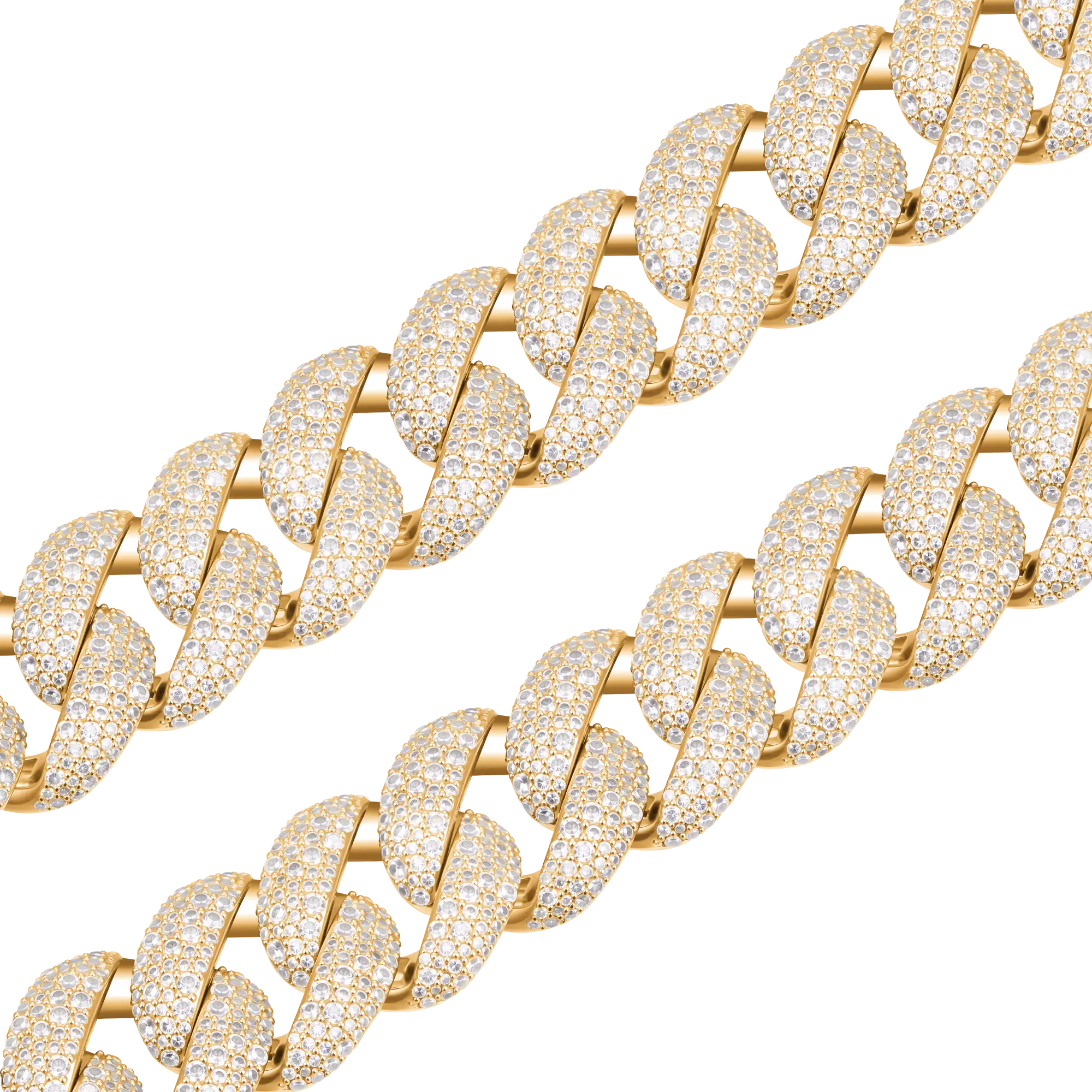 Moissanite Round Cut Cuban Link Chain - 19mm