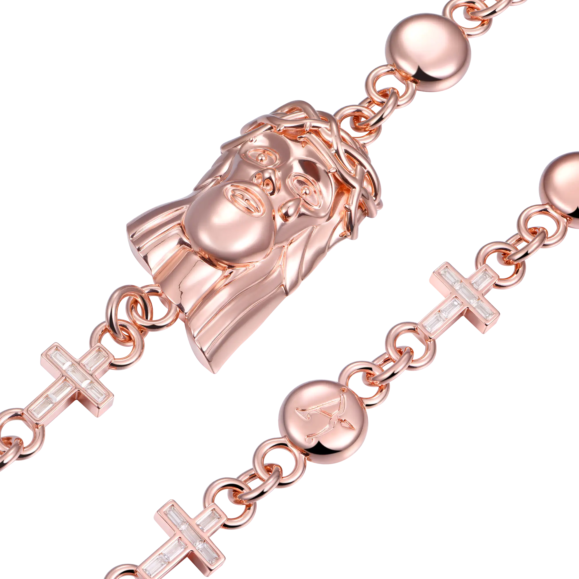 Cadena para billetera con cruz de Jesús - Oro rosa
