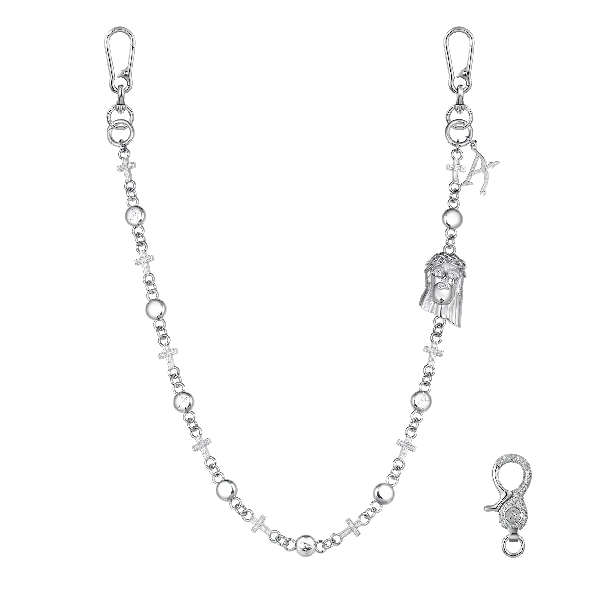 Catena del portafoglio moissanite Jesus Cross