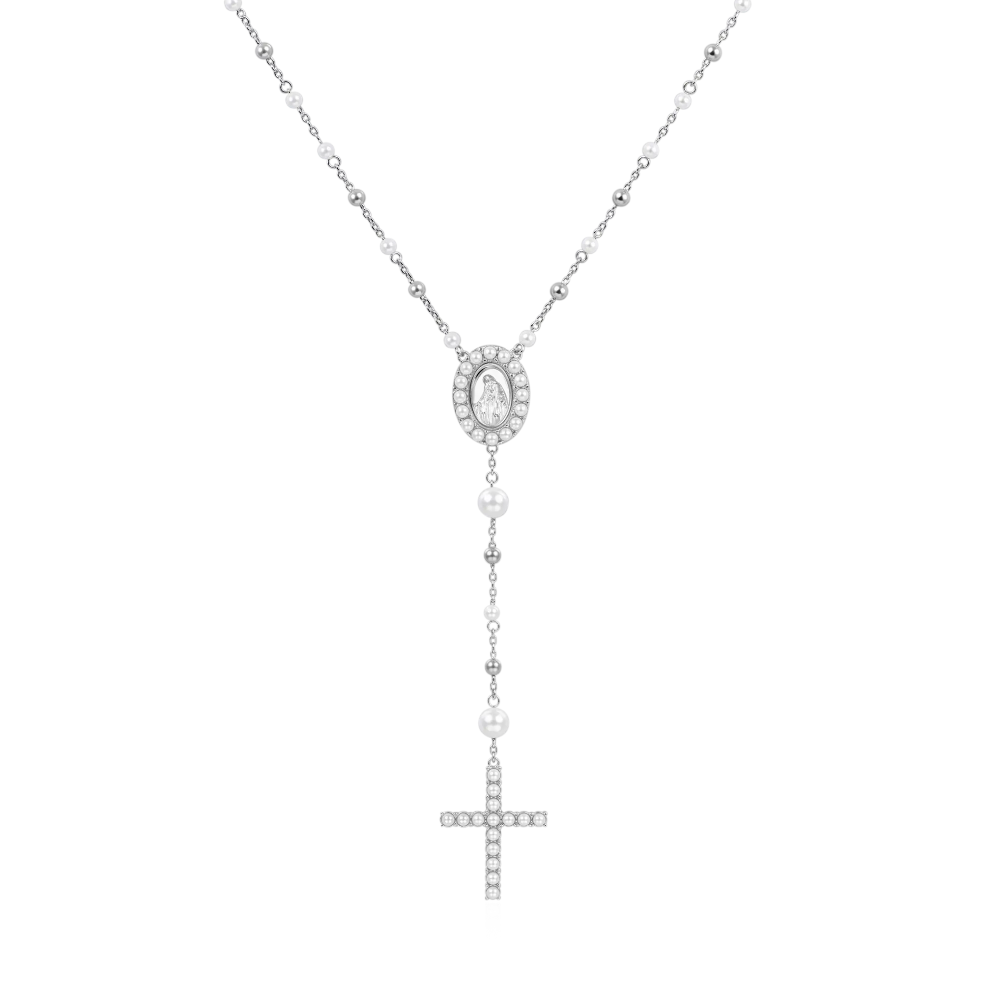 Collar Rosario Virgen María Pura Perla