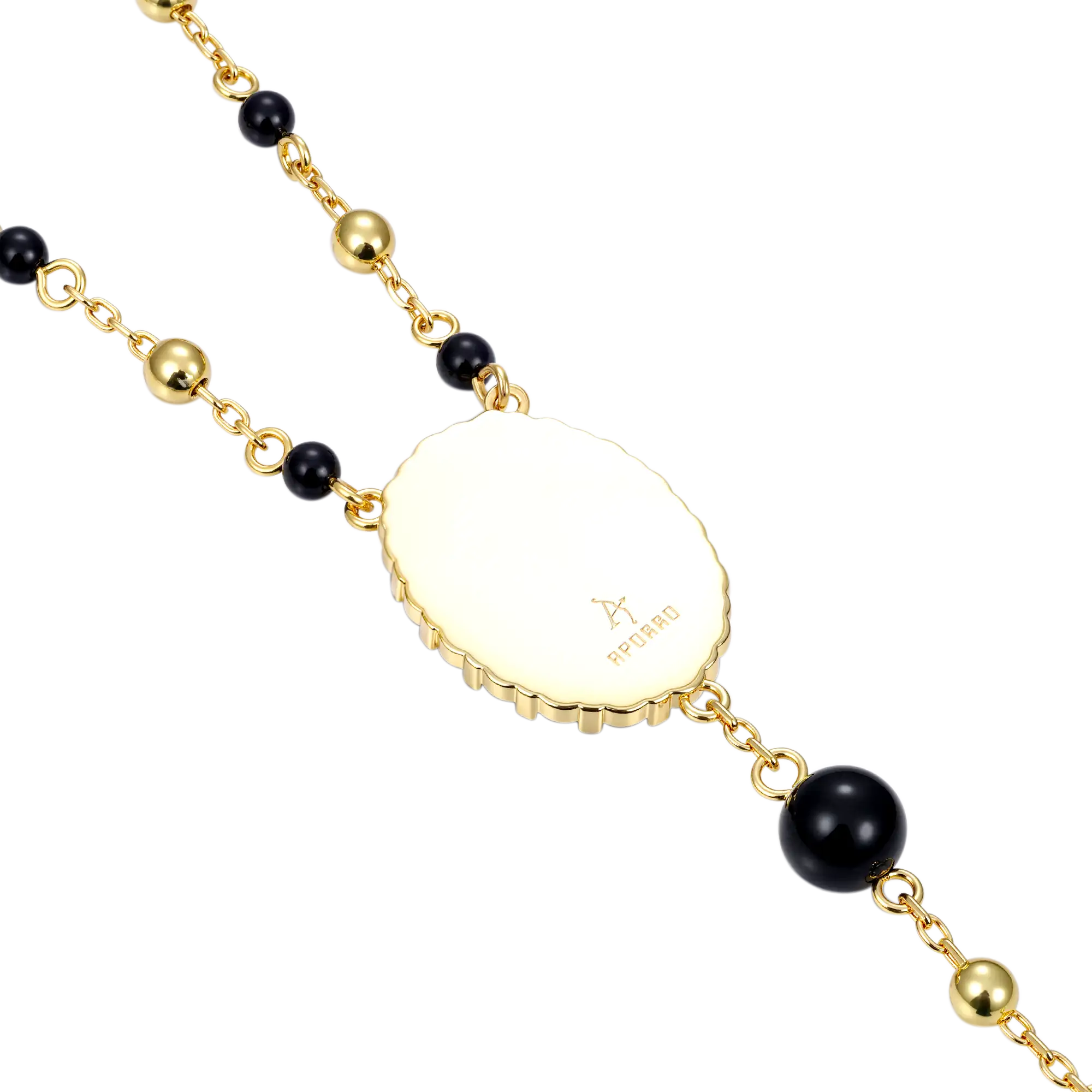 Collar Rosario Virgen María Perla de Medianoche