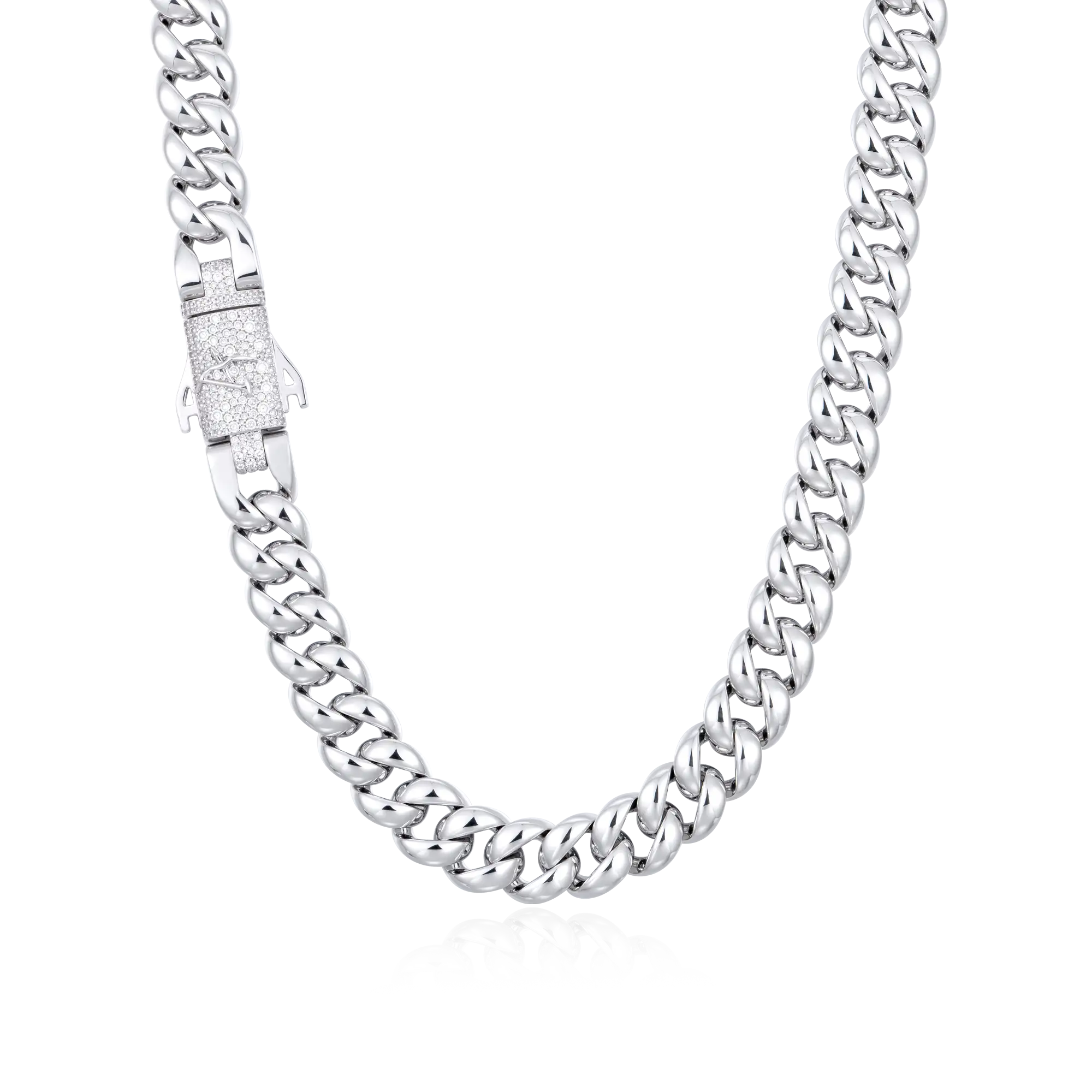 Cadena de eslabones cubanos de moissanita - 12 mm