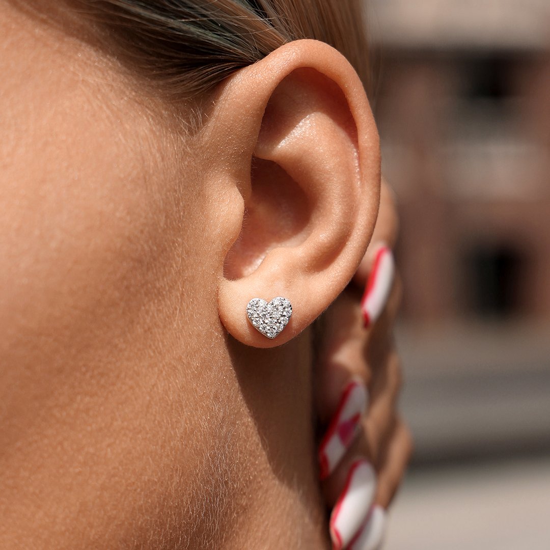 Missanite Heart Shape Stud Earge-Single