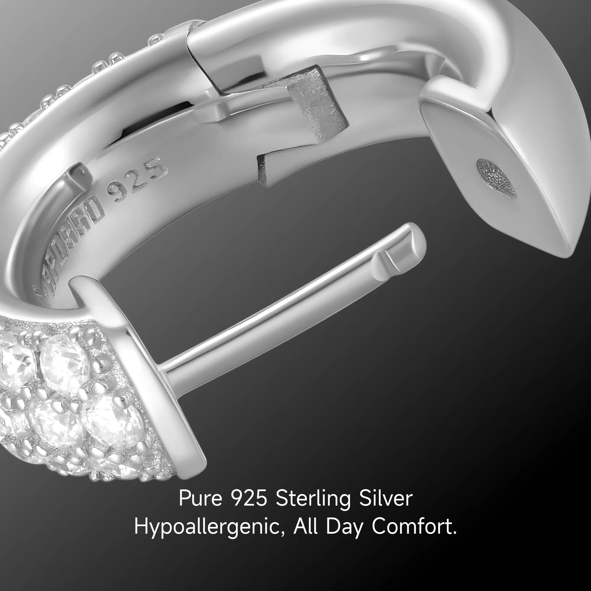 Pendiente de aro en racimo S925