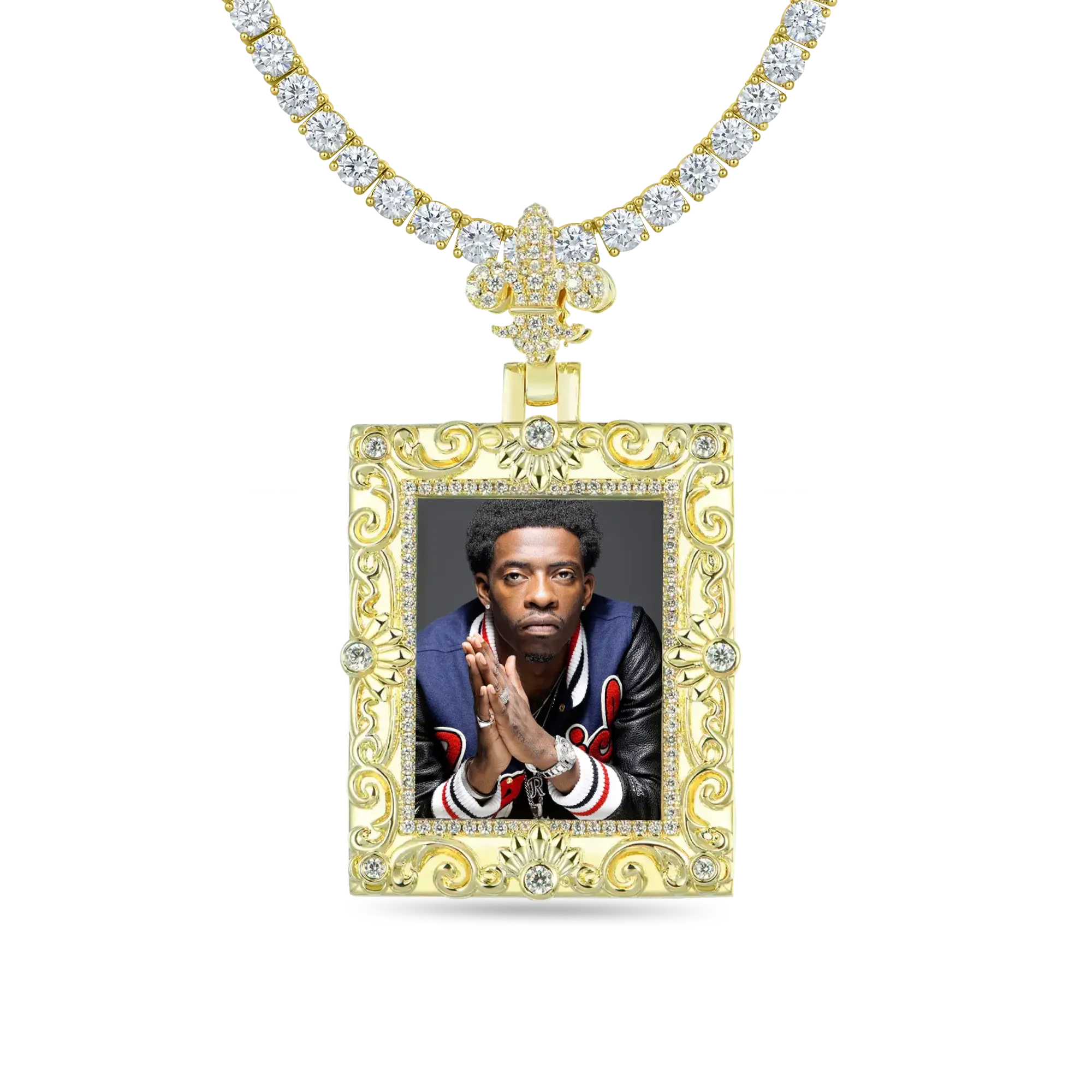 Custom Greek Pattern Vintage Rectangular Photo Pendant