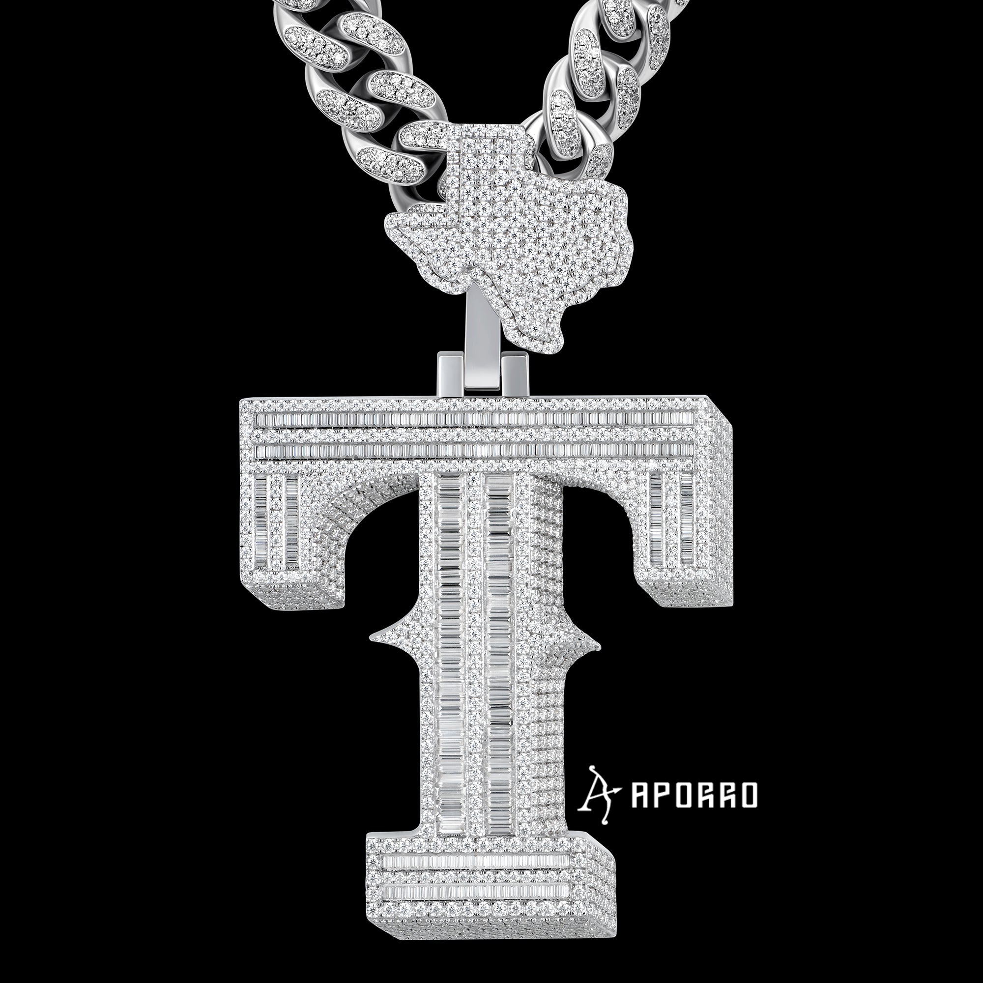APORRO Premium Custom Baguette T Pendant