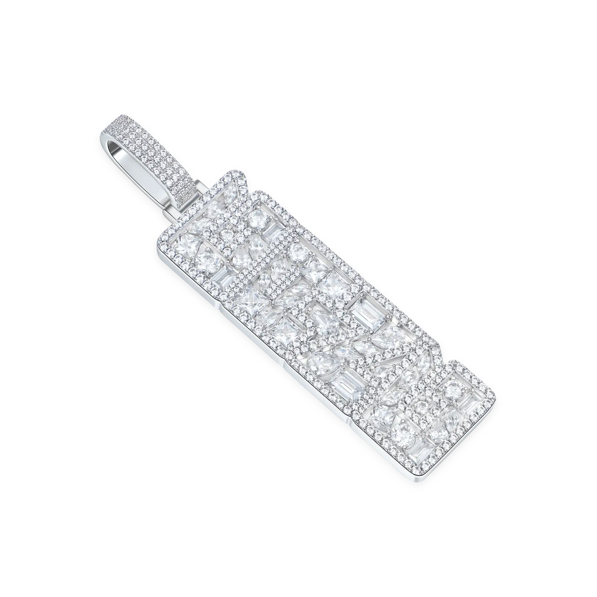 Custom Iced Mix-cut Vertical Pendant - Width - 21mm