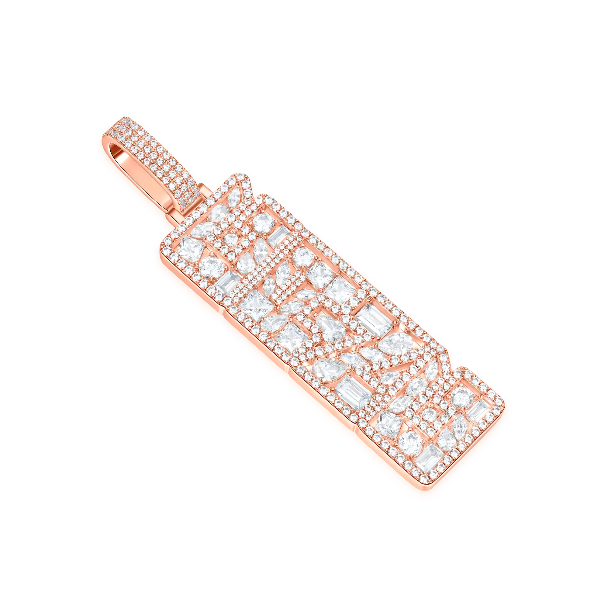 Custom Iced Mix-cut Vertical Pendant - Width - 21mm