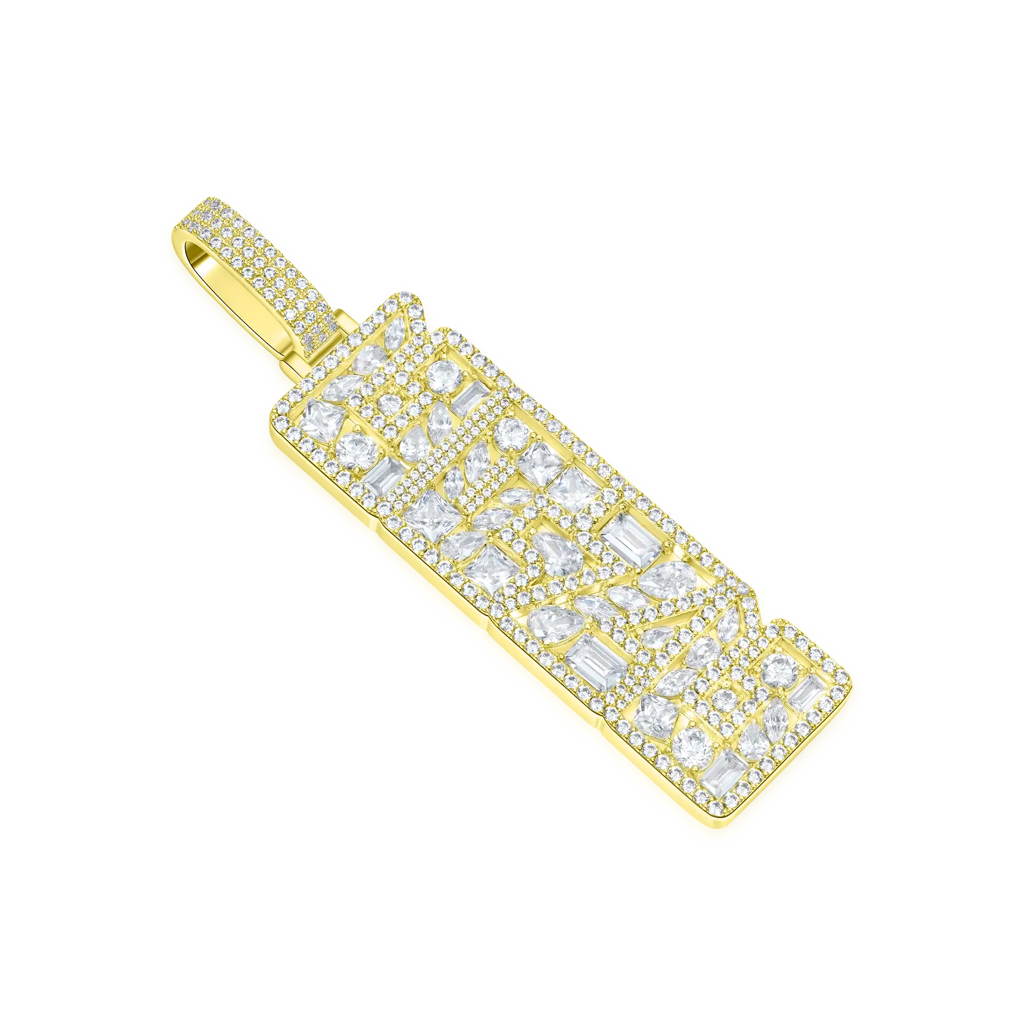 Custom Iced Mix-cut Vertical Pendant - Width - 21mm