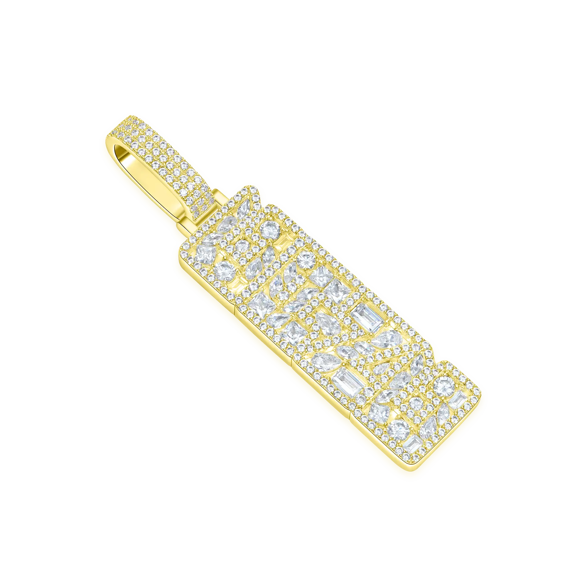 Custom Iced Mix-cut Vertical Pendant - Width - 17mm