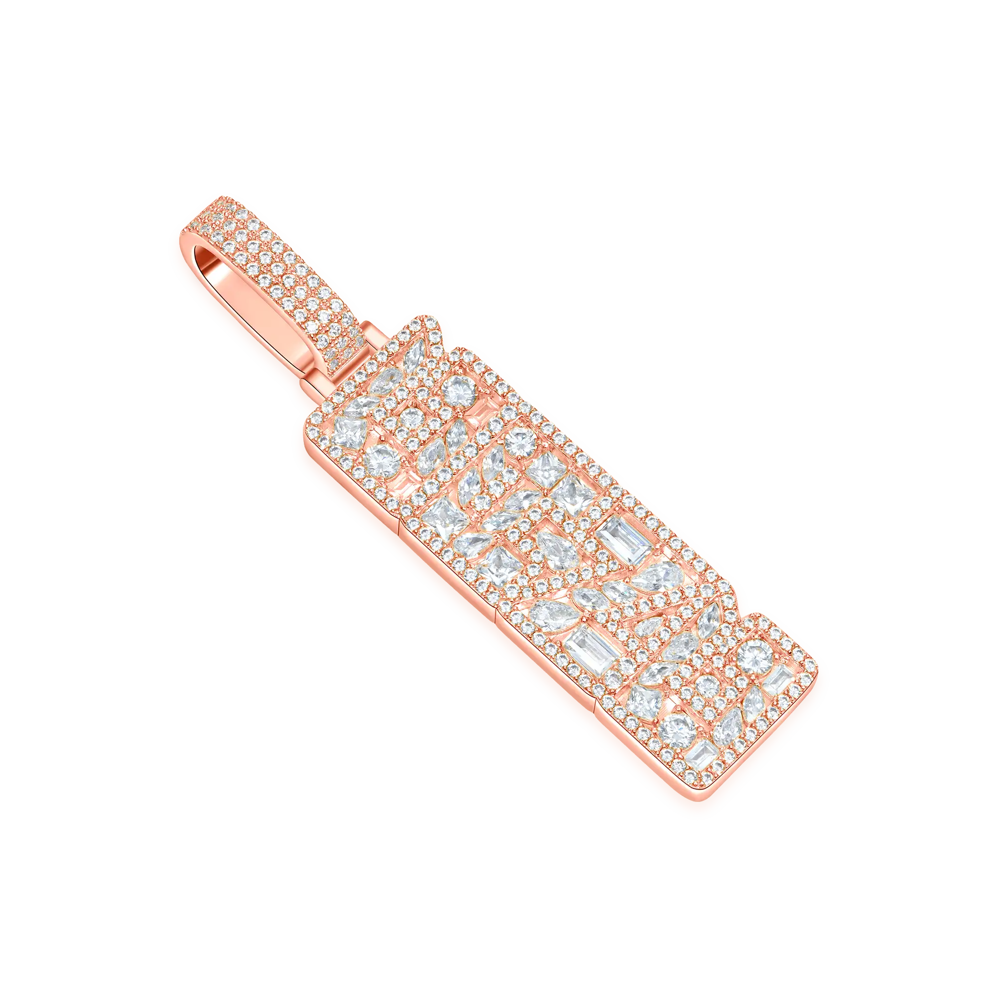 Custom Iced Mix-cut Vertical Pendant - Width - 17mm