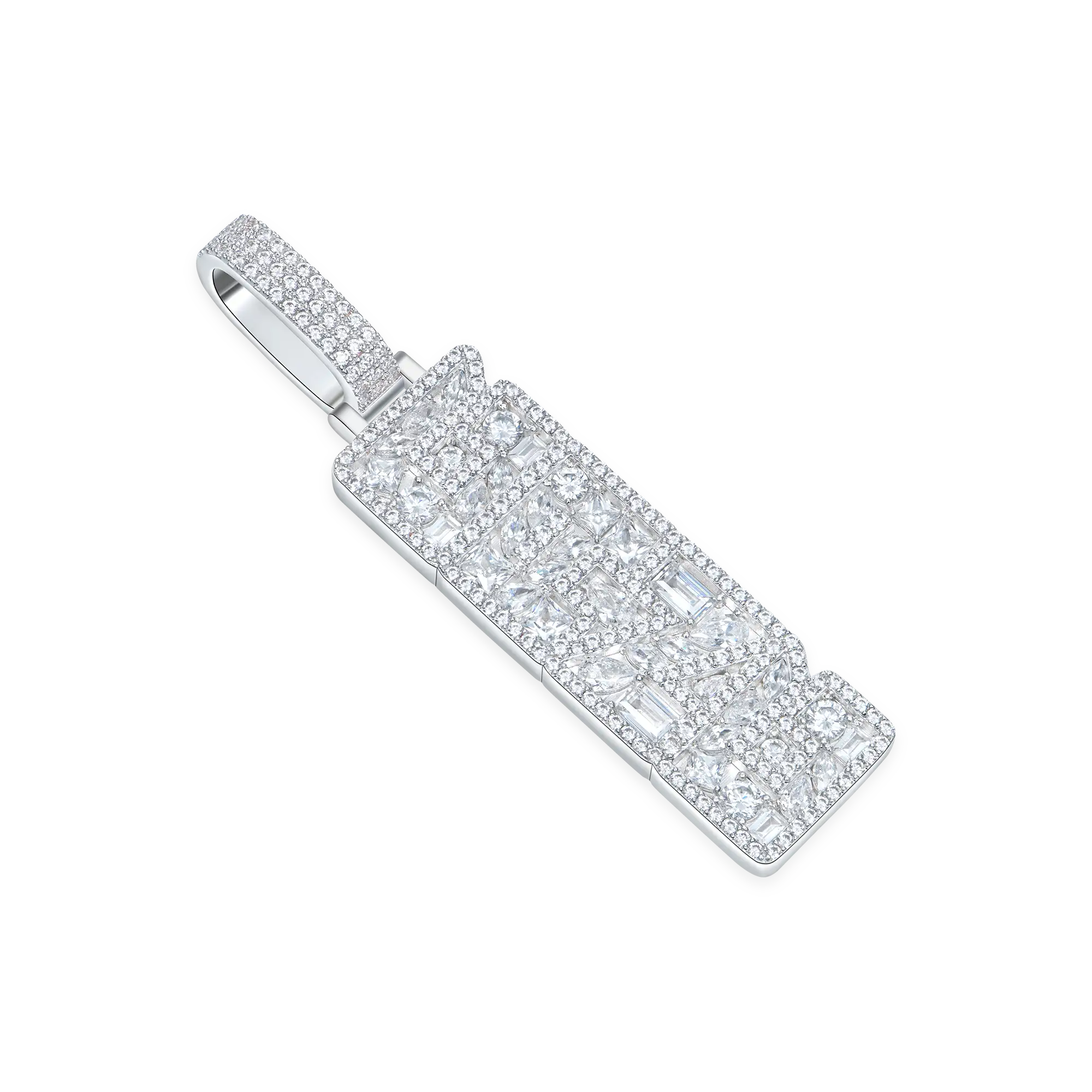 Custom Iced Mix-cut Vertical Pendant - Width - 17mm