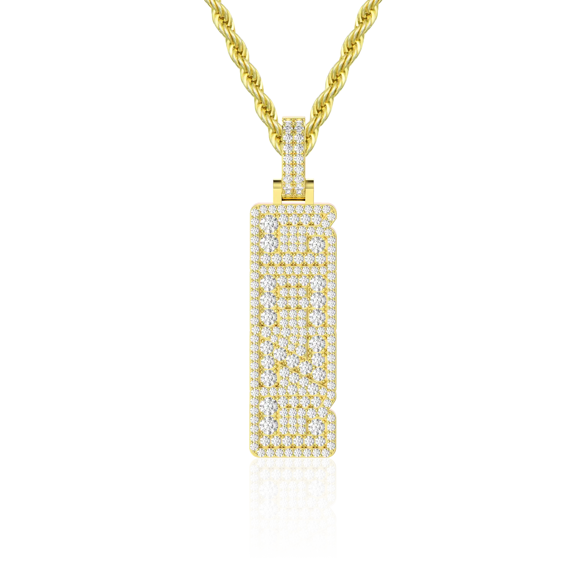 Custom Iced Vertical Letter Pendant