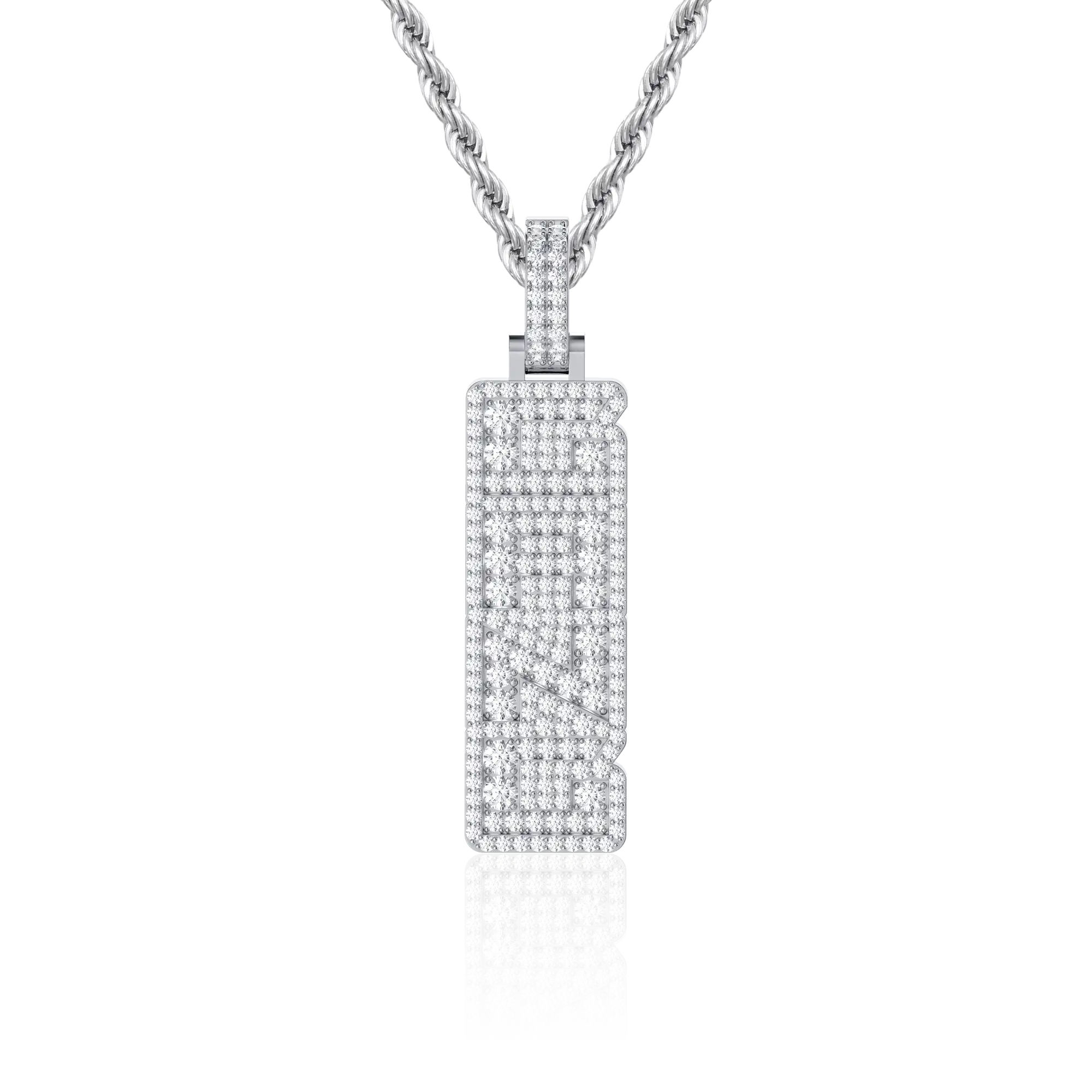 Custom Iced Vertical Letter Pendant