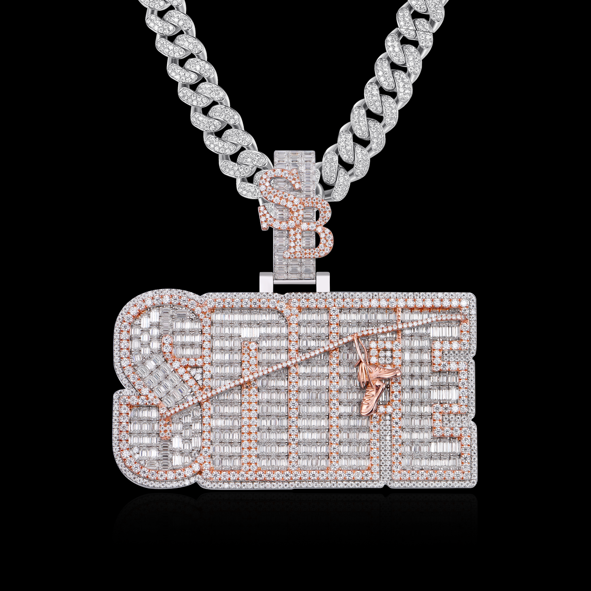 APORRO Premium Custom Name Pendant With Emerald Cut Diamonds