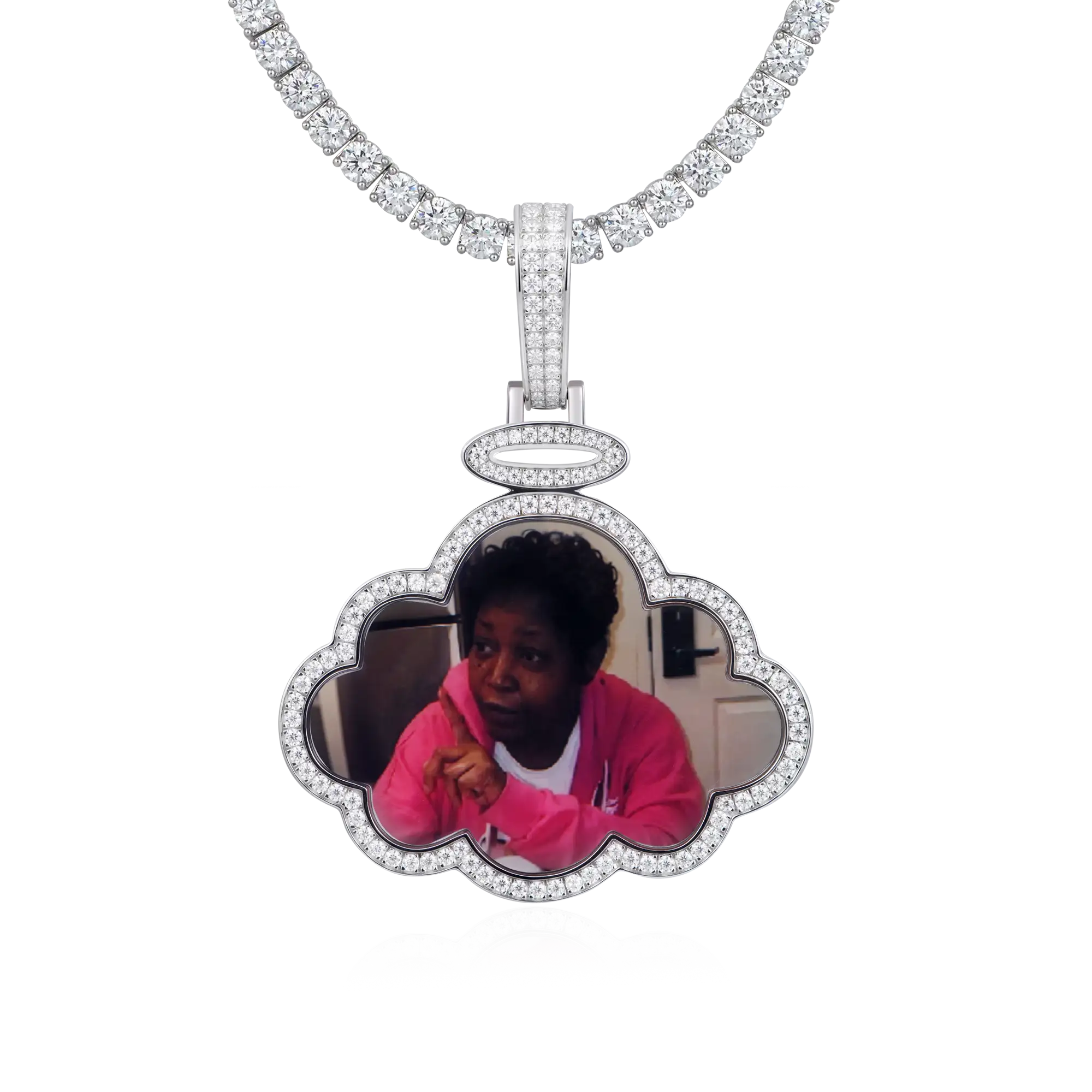 Custom Angel Cloud Double-Sided Photo Pendant