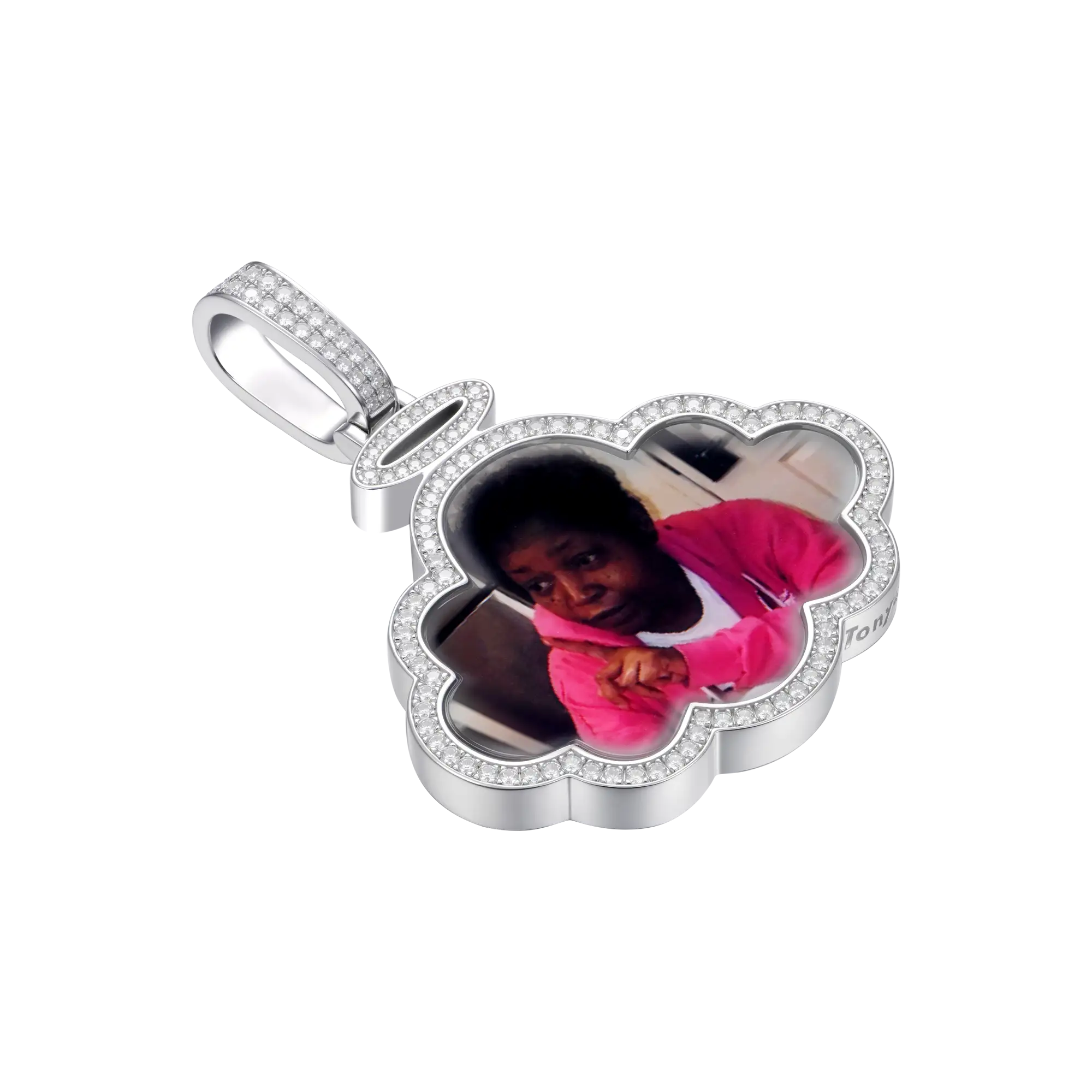 Custom Angel Cloud Double-Sided Photo Pendant