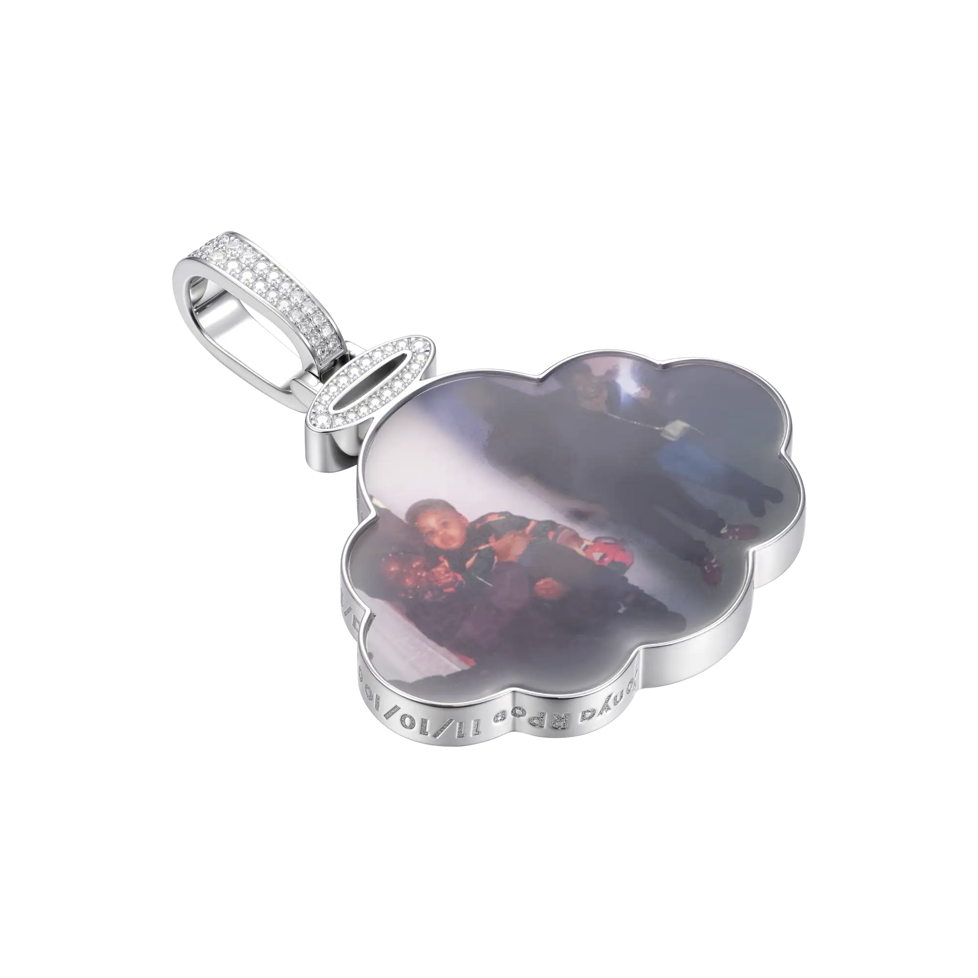 Custom Angel Cloud Double-Sided Photo Pendant