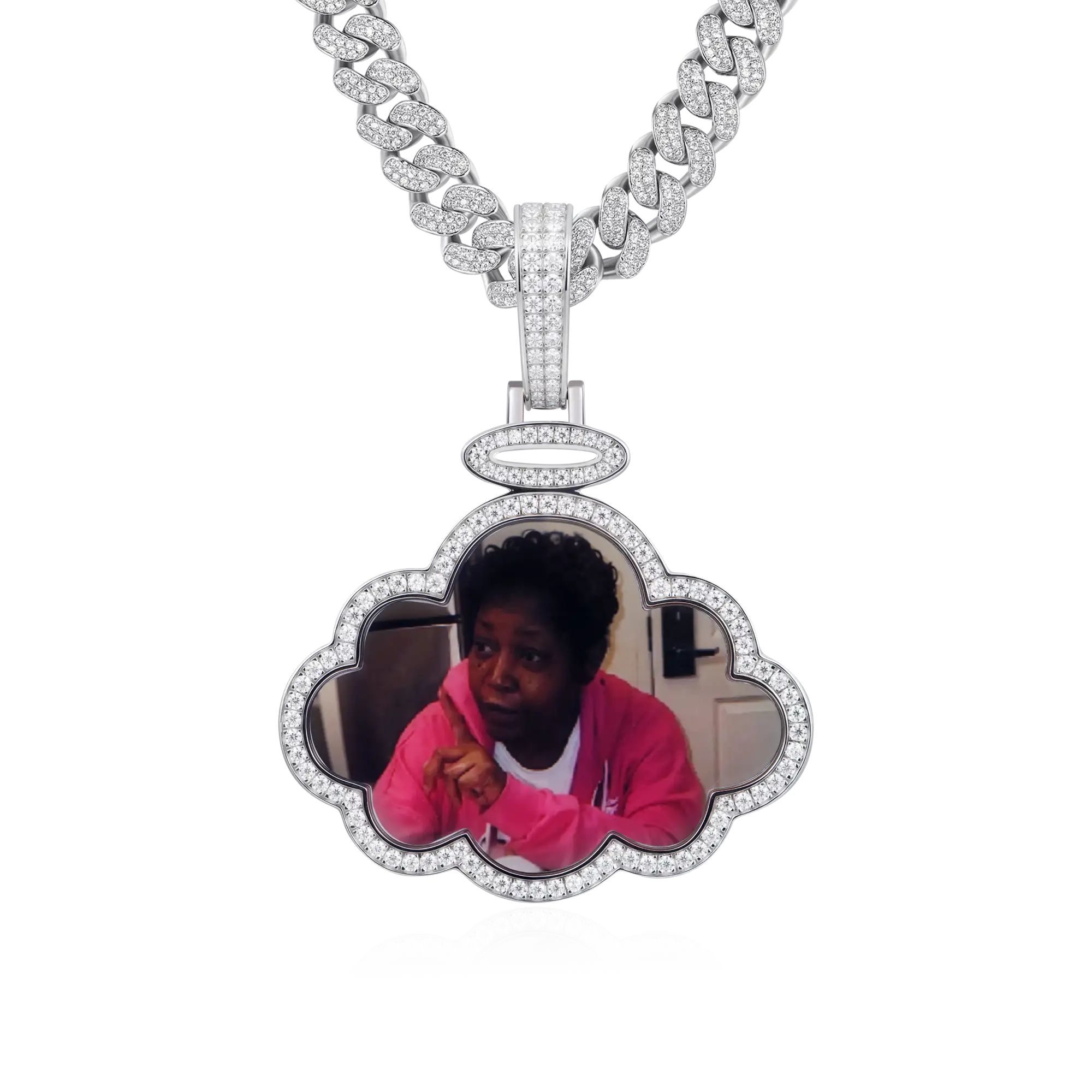 Custom Angel Cloud Double-Sided Photo Pendant