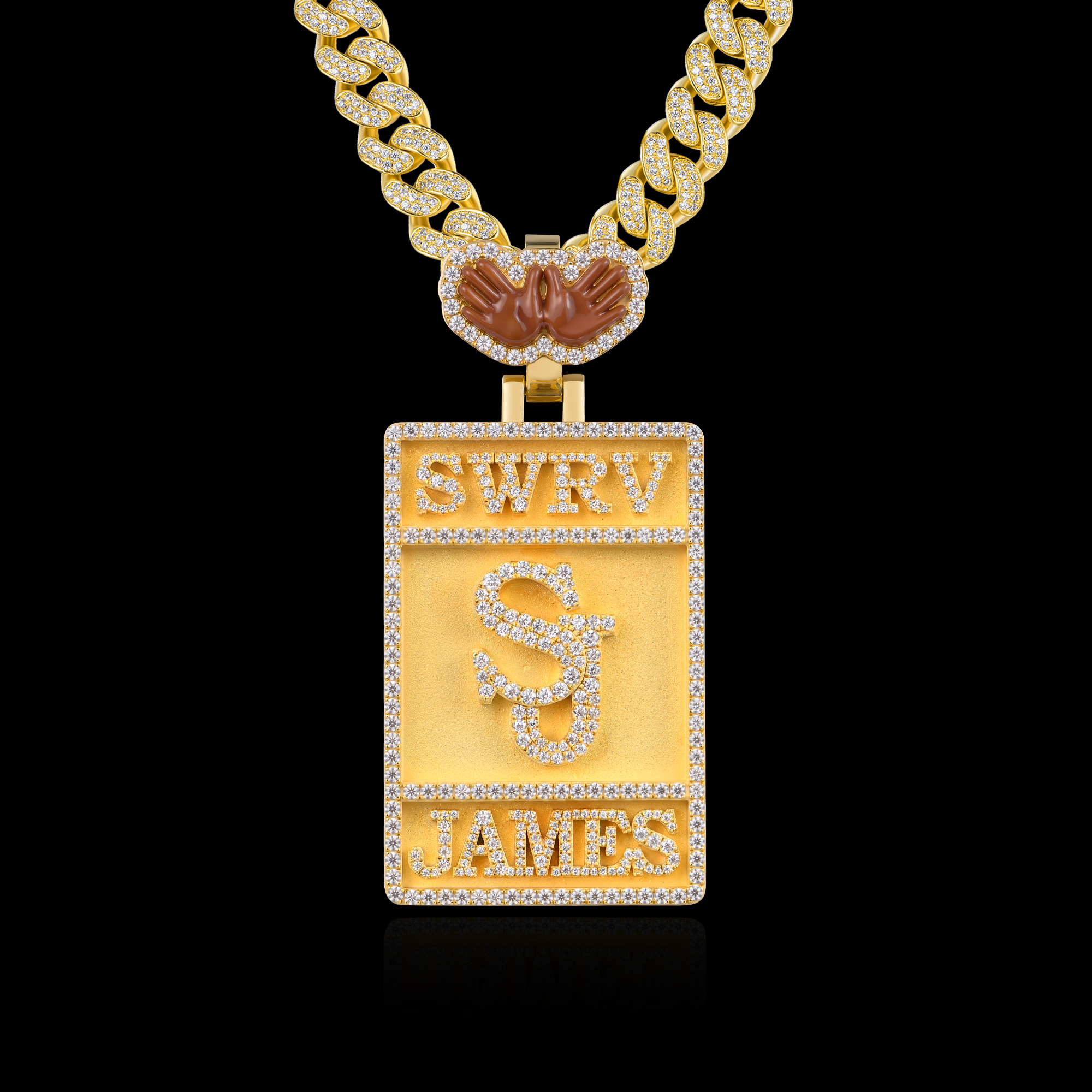 Ciondolo dogtag ghiacciato 3D personalizzato APORRO