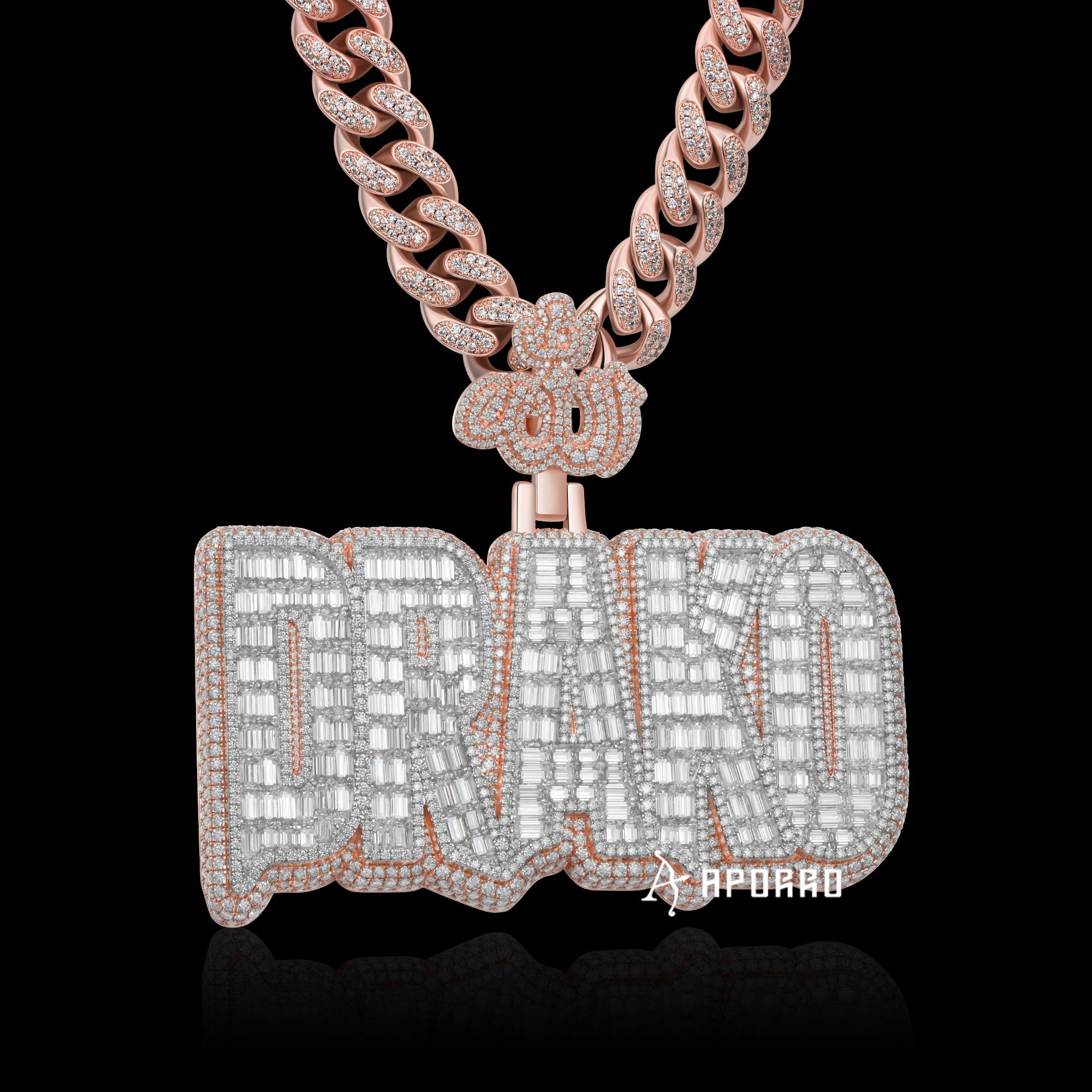 APORRO Premium Custom Drip Emerald Cut Name Collana