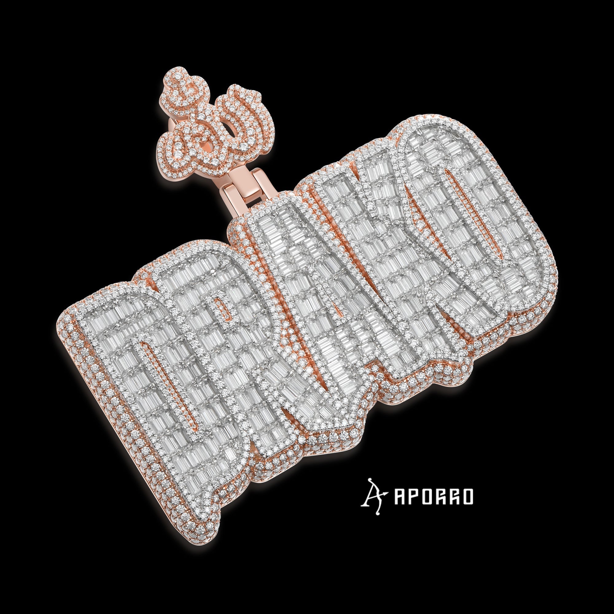 APORRO Premium Custom Drip Emerald Cut Name Collana