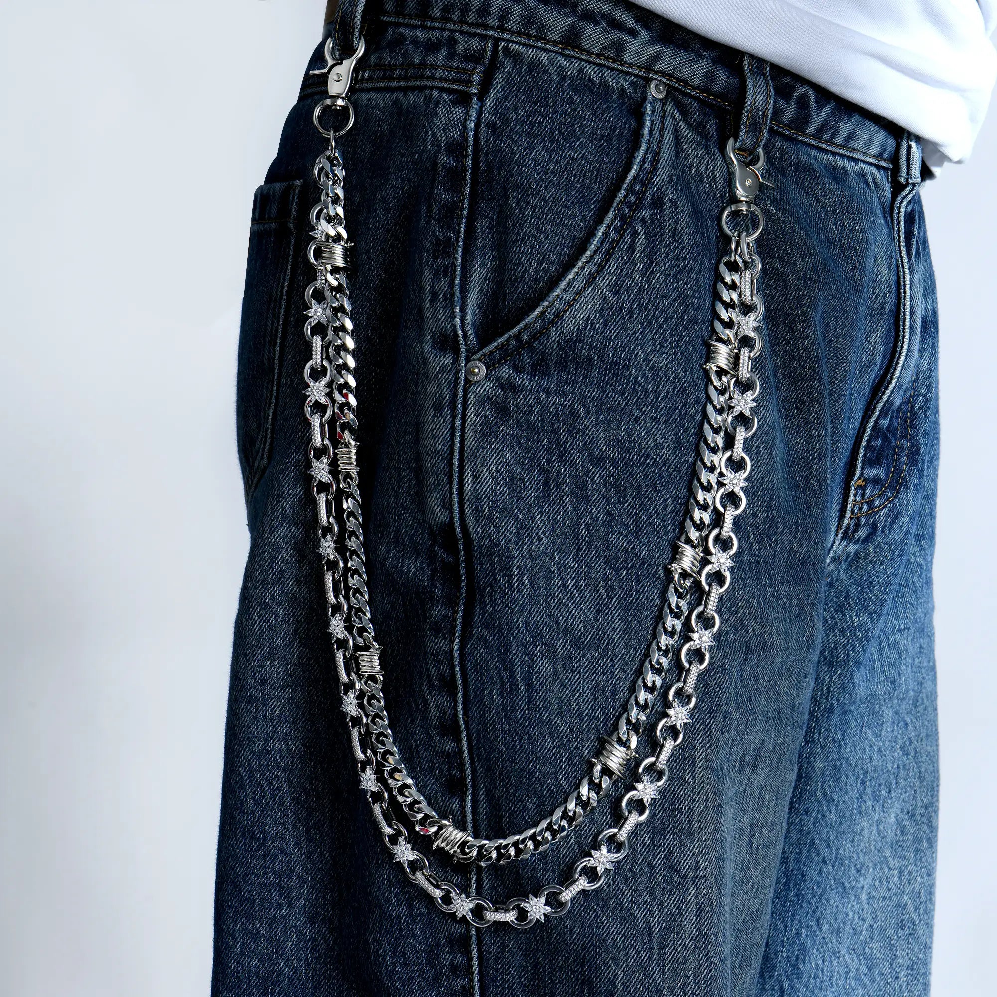 Infinity Bloom & Thorned Cuban Wallet Chain Bündel