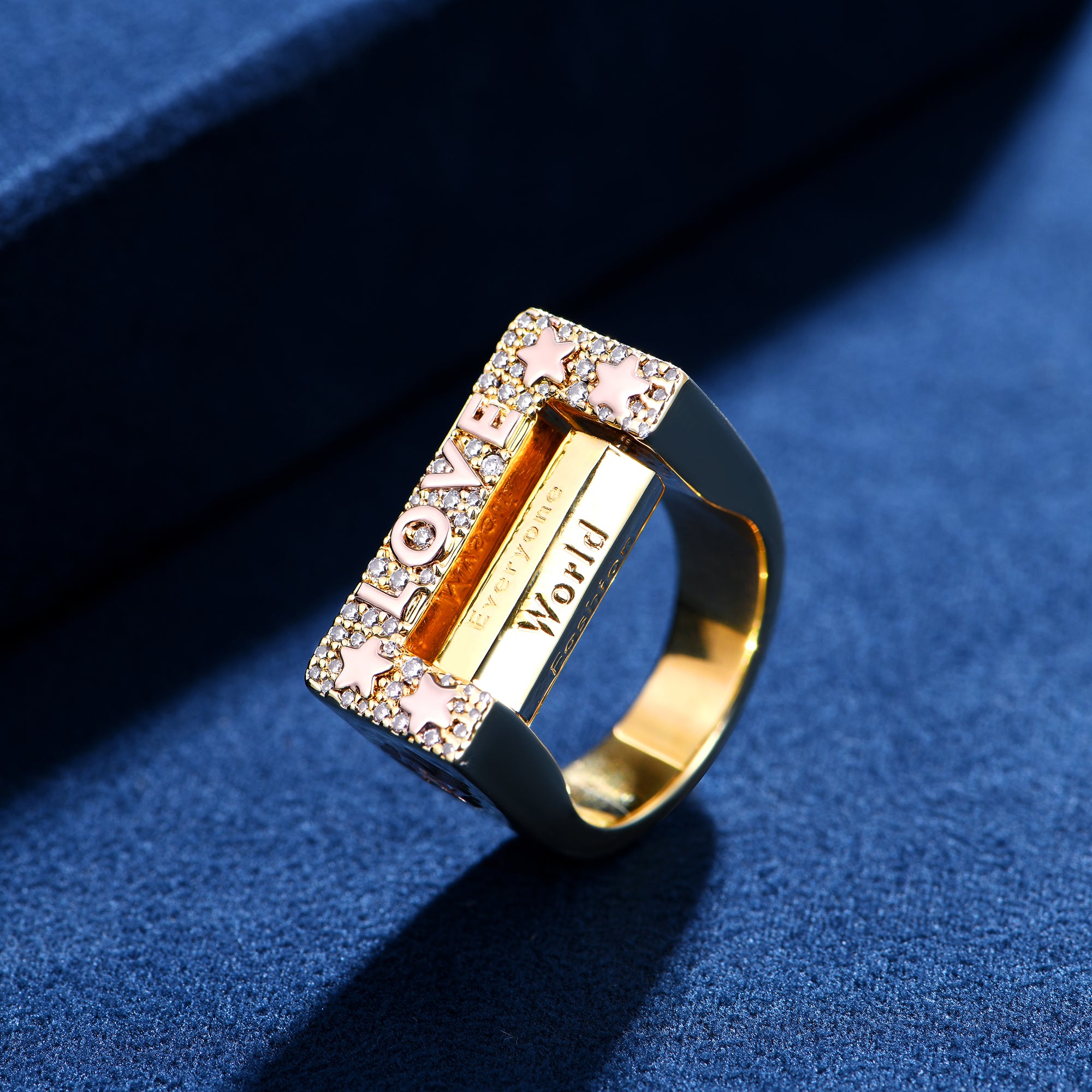 Anillo giratorio de 6 caras "Love" personalizado