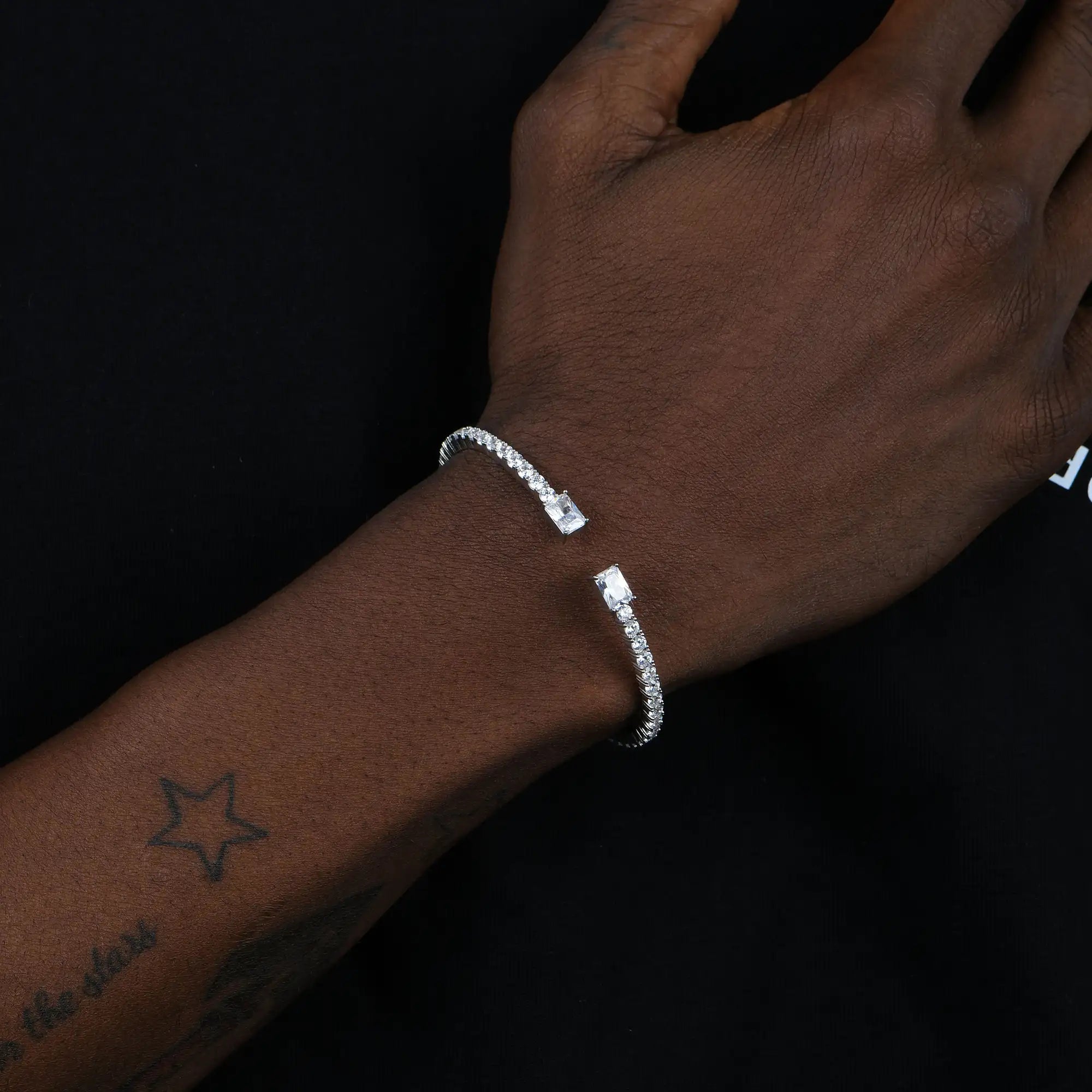 Moissanite Multiple Spring Tennis Bangle Bracelet