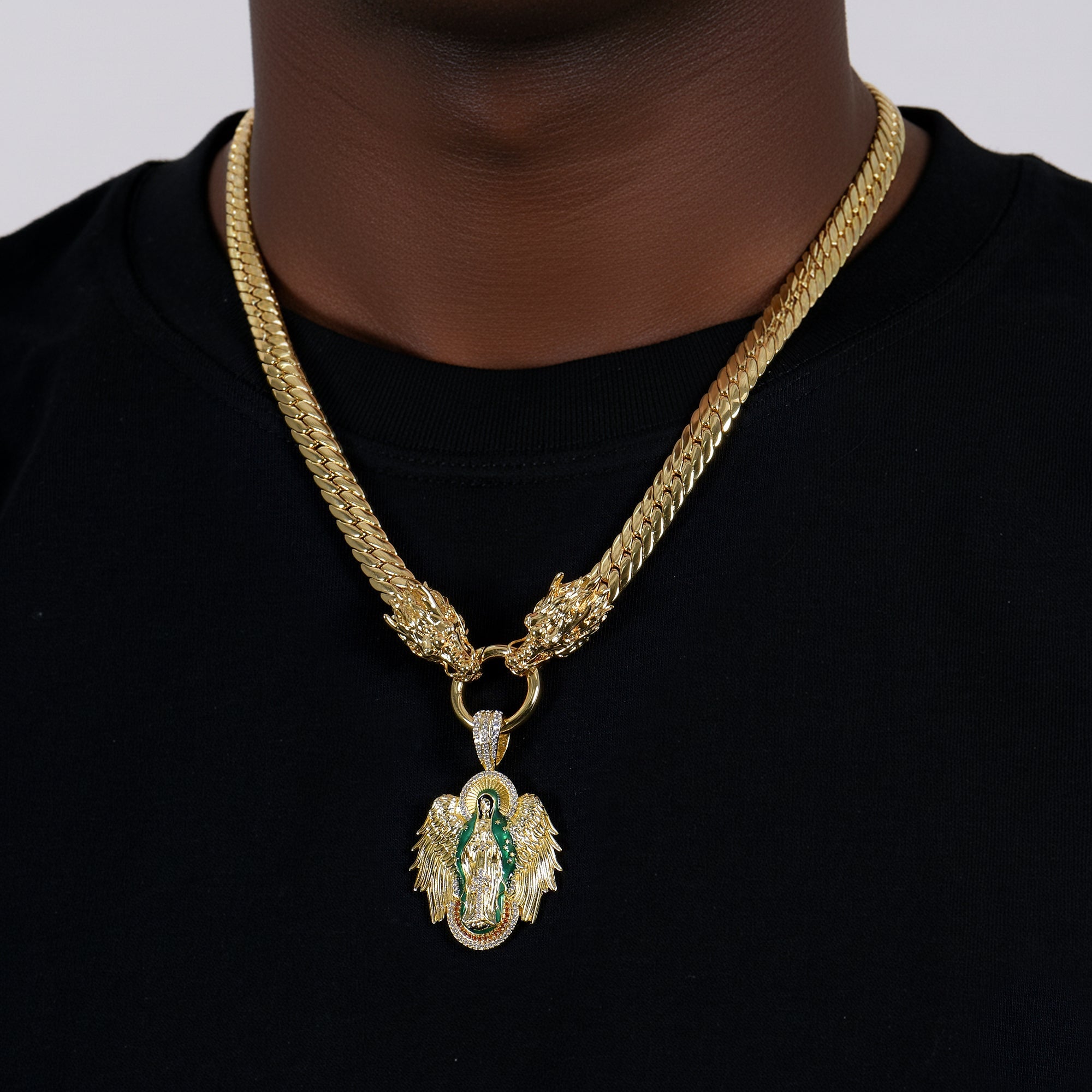 Conjunto de colgante de cadena de dragón de halo sagrado &