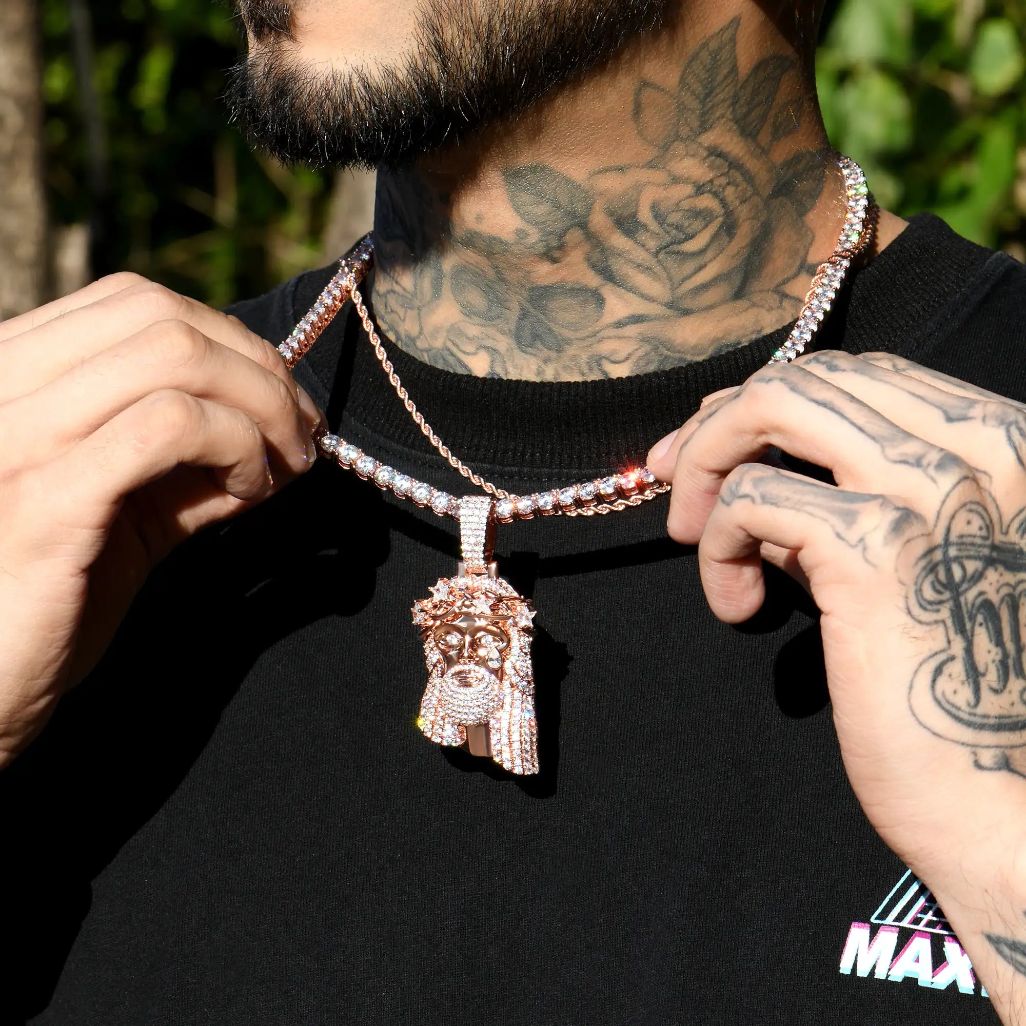 Stellar Jesus Pendant + Tennis Chain Gift Set