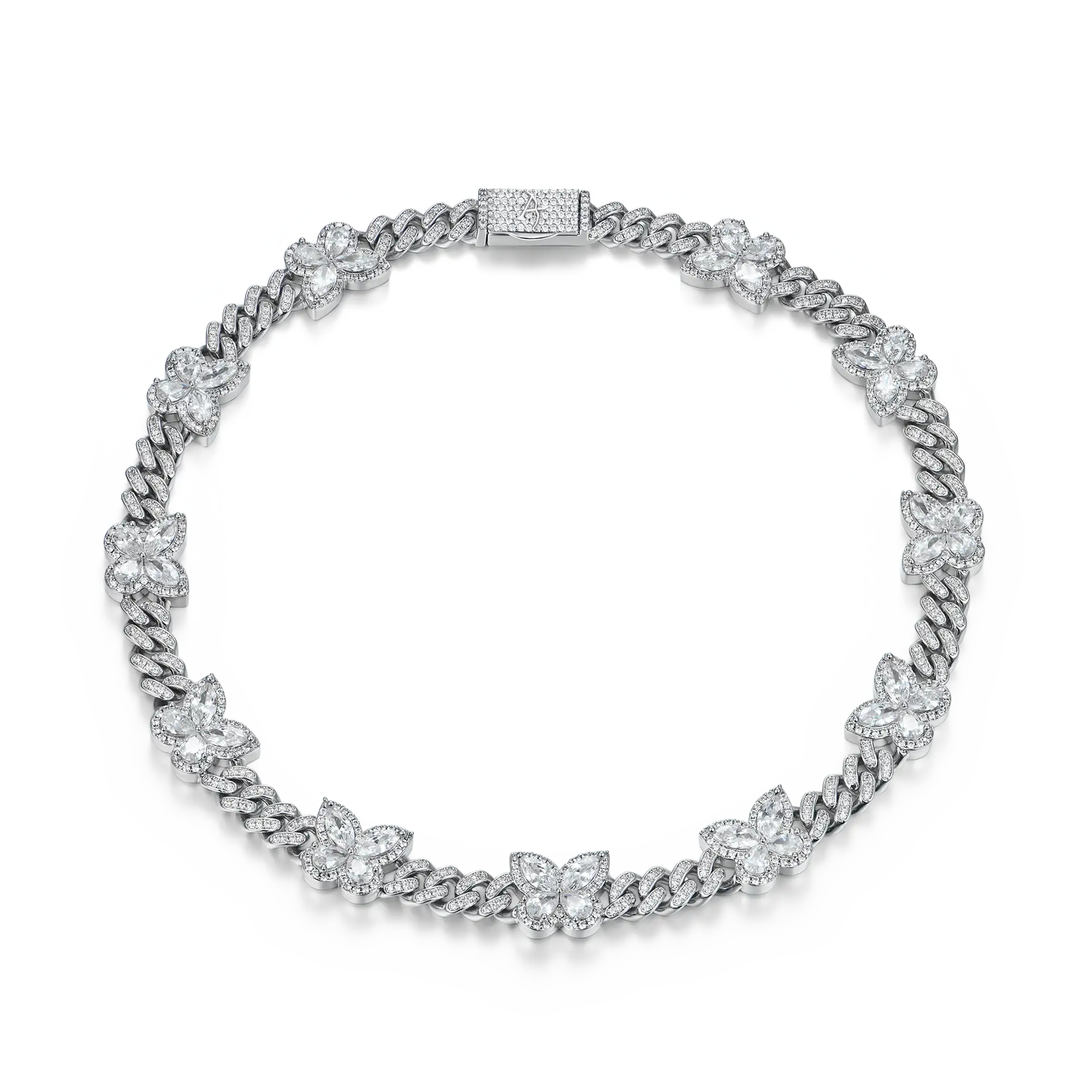 Lebendige birnenförmige Mischung Marquise geschnittener Schmetterling Kubanische Halskette - 8mm