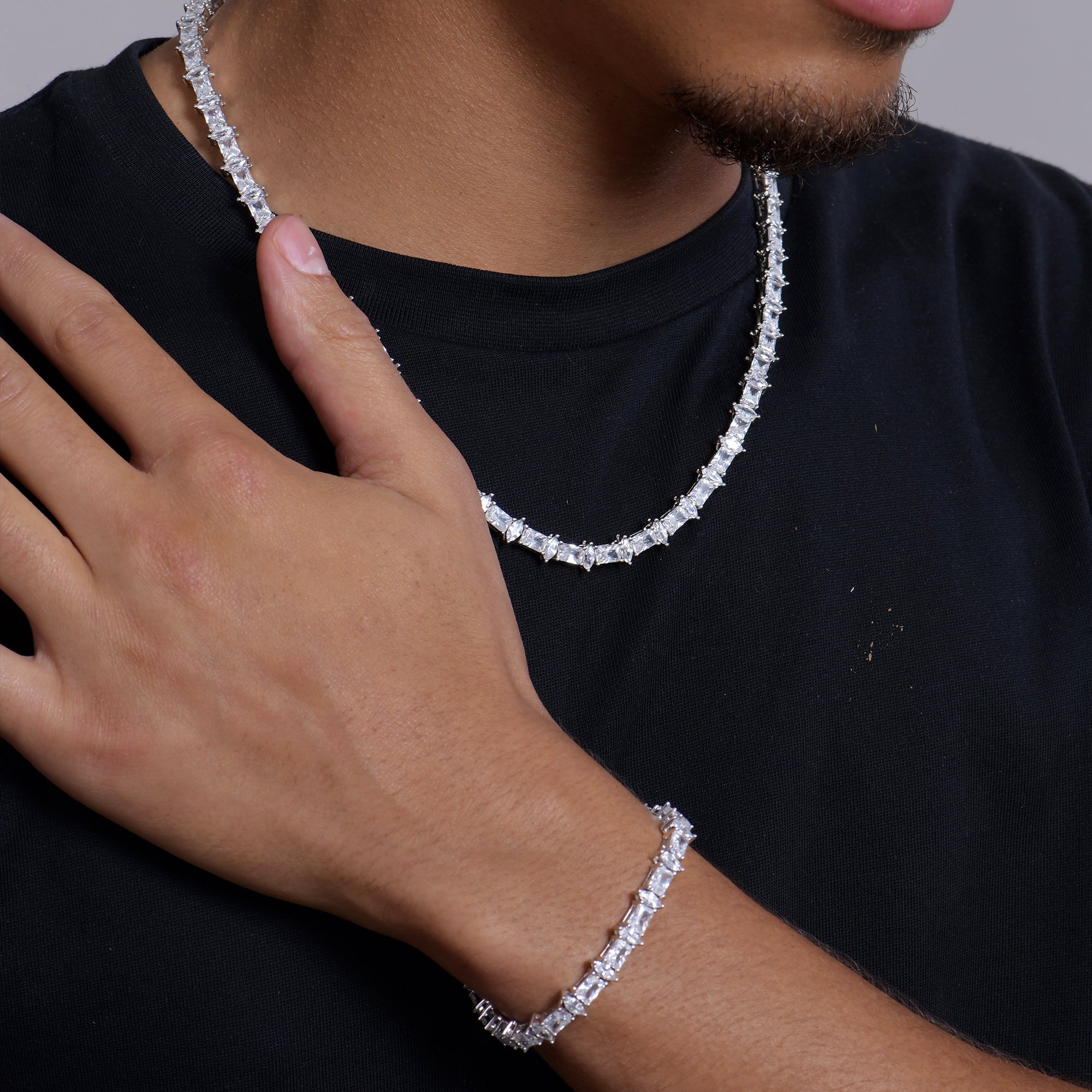 Cadena de tenis de lustre refinado de 6 mm y juego de regalos de pulsera