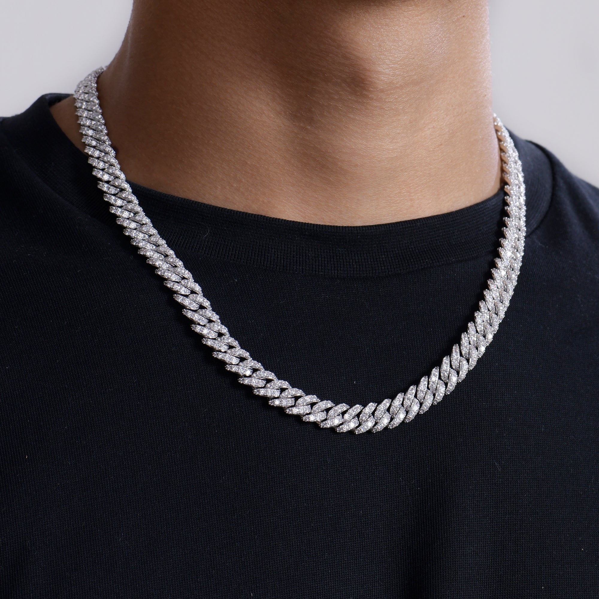 Moissanite Round Cut Cuban Link Chain - 12mm