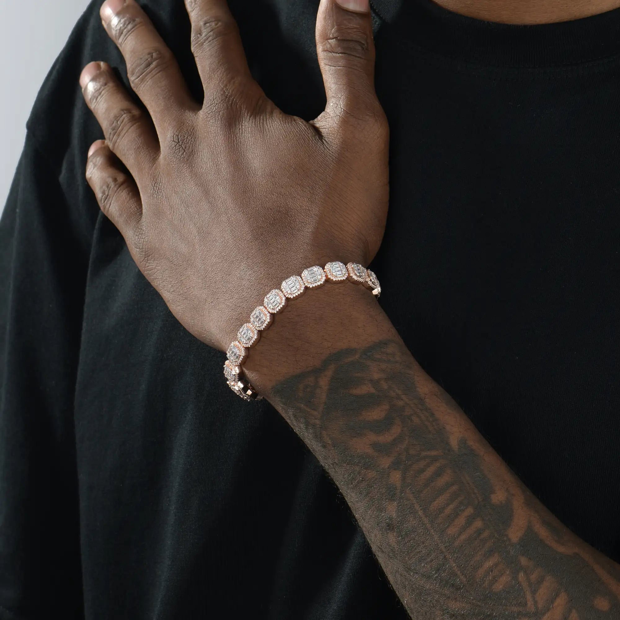 Baguette Clustered Tennis Bracelet - 8mm