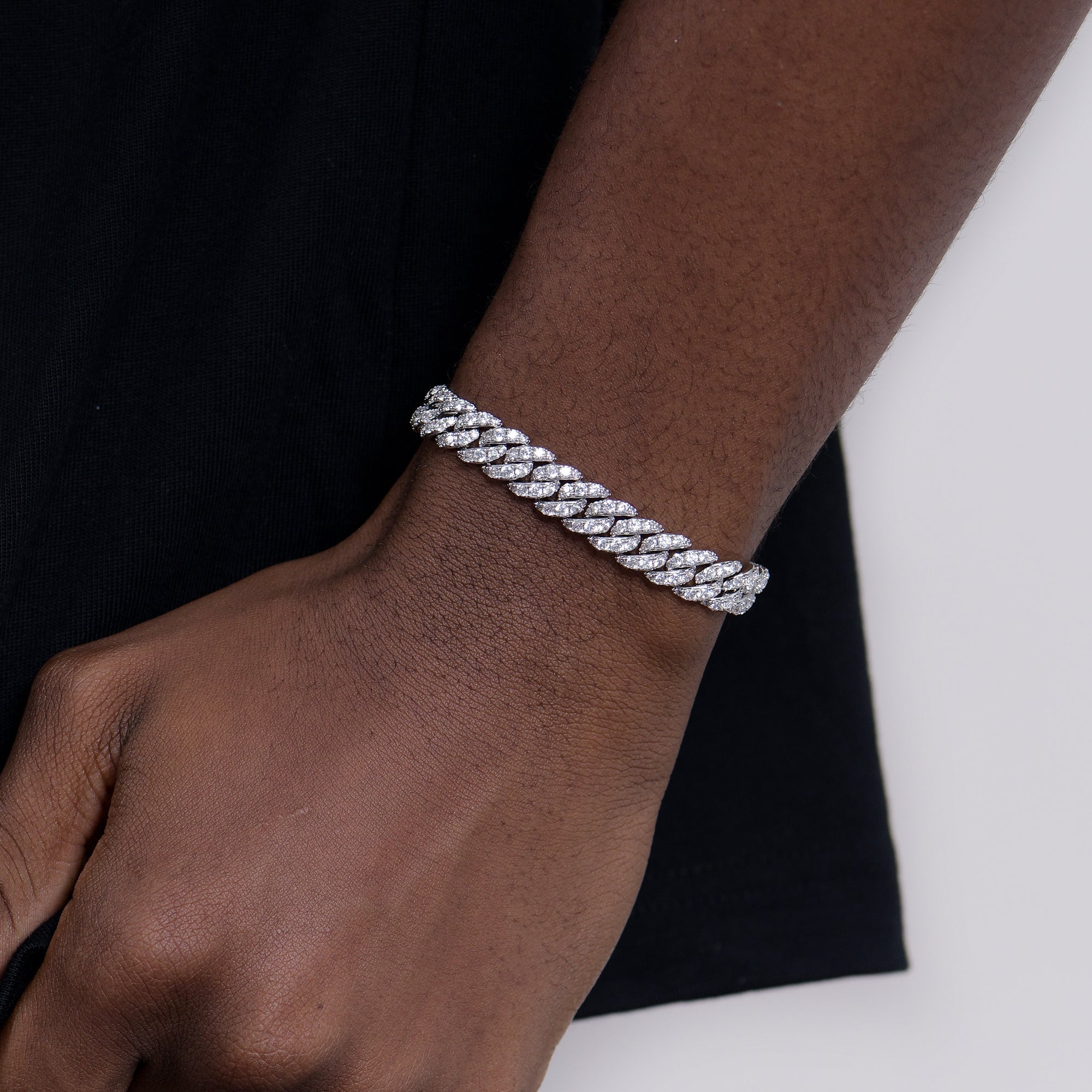 Moissanite Micro Round Cut Cuban Link Bracelet - 8mm