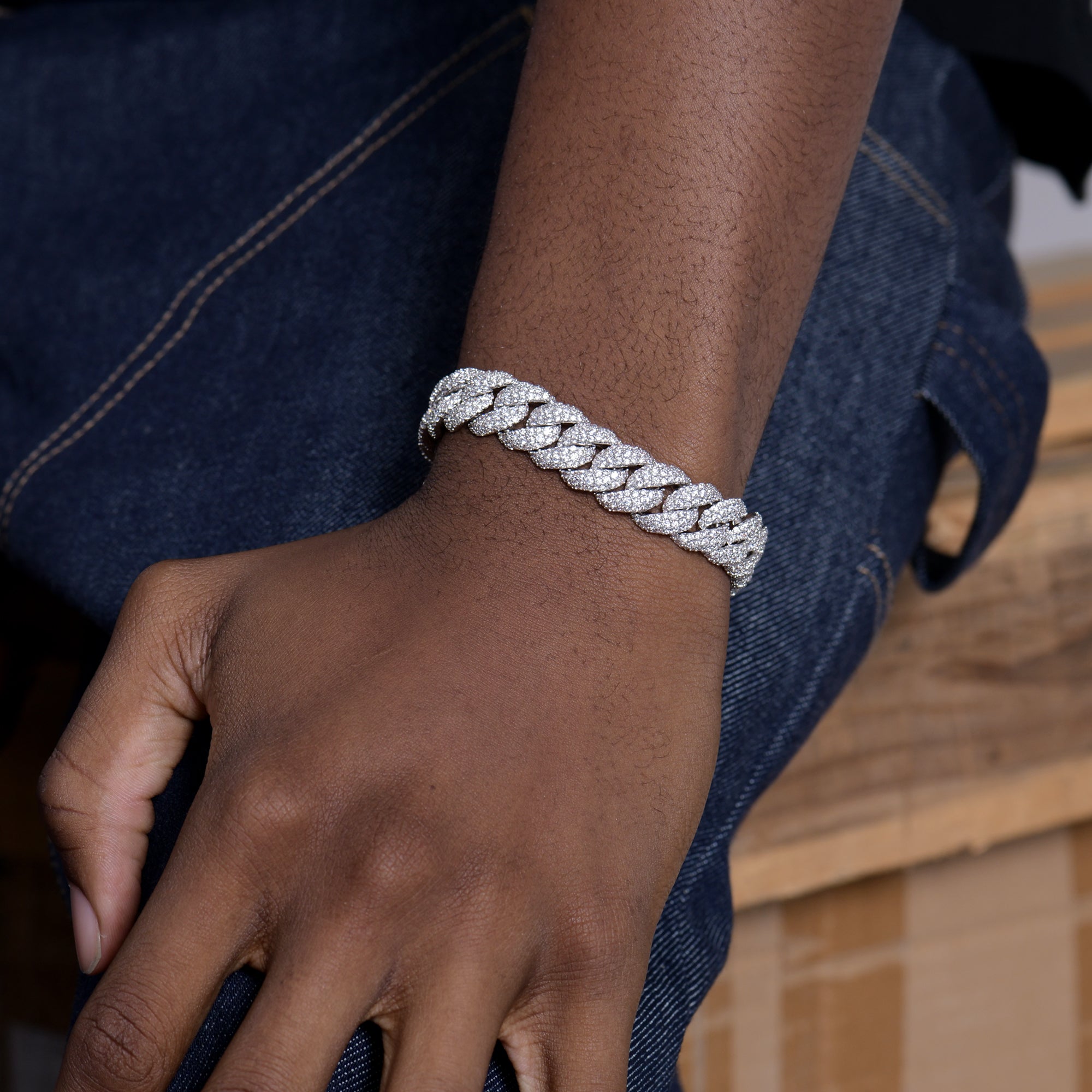 Moissanite Round Cut Cuban Link Bracelet - 12mm