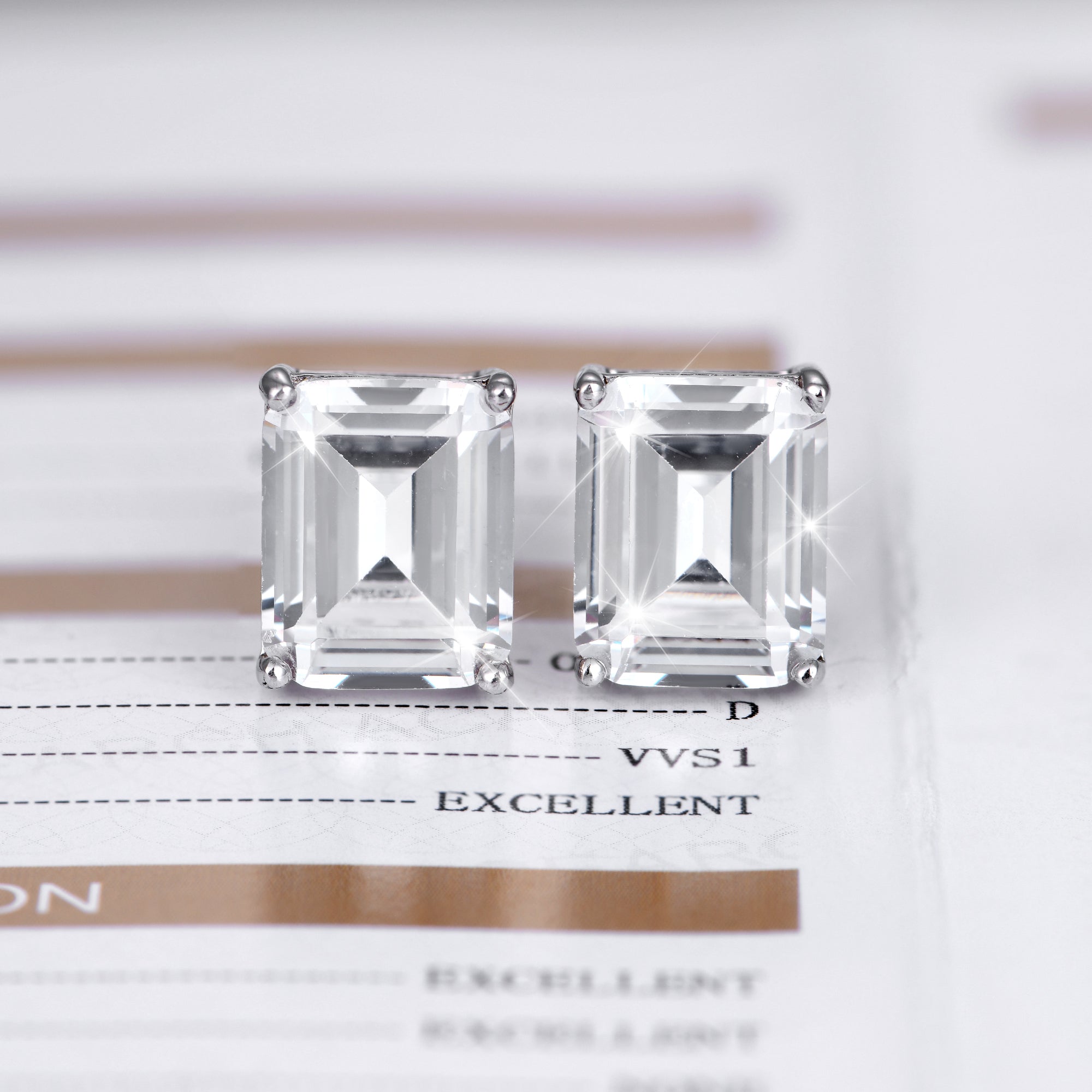 Moissanite S925 Emerald Cut Stud Earrings