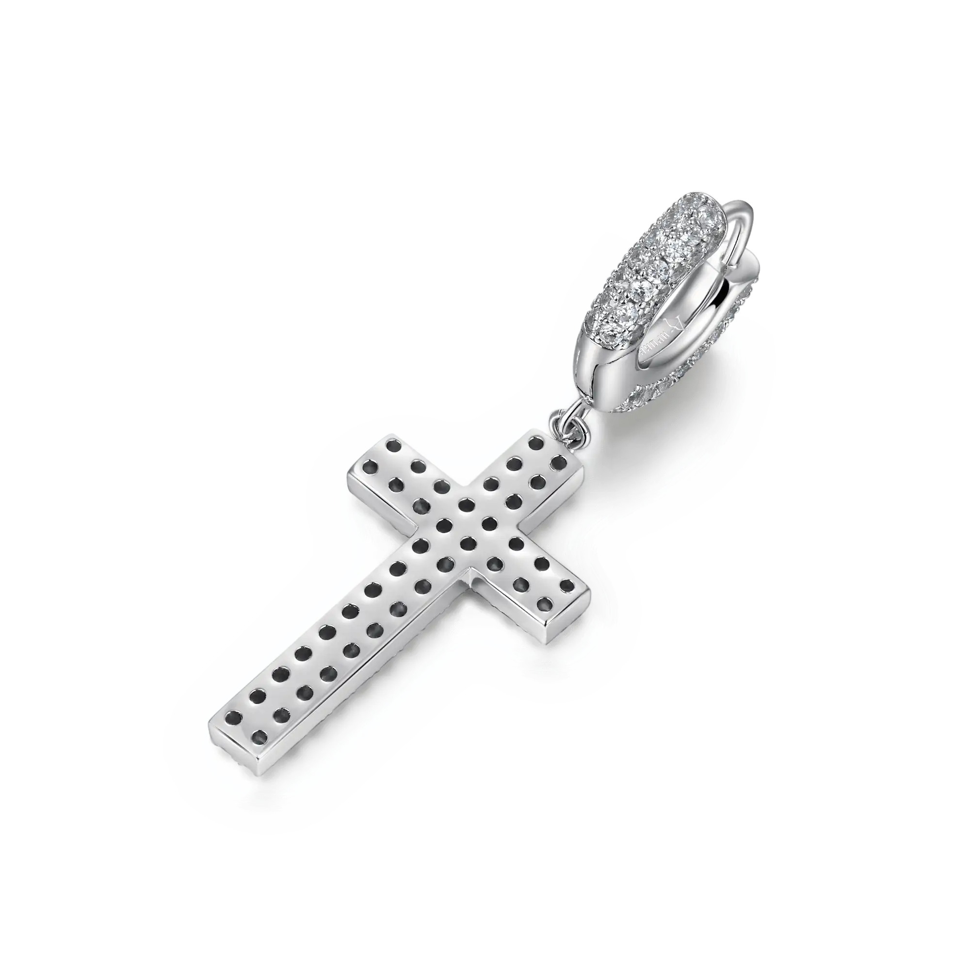 Women's Cross Earring (with Two-Row Gems)