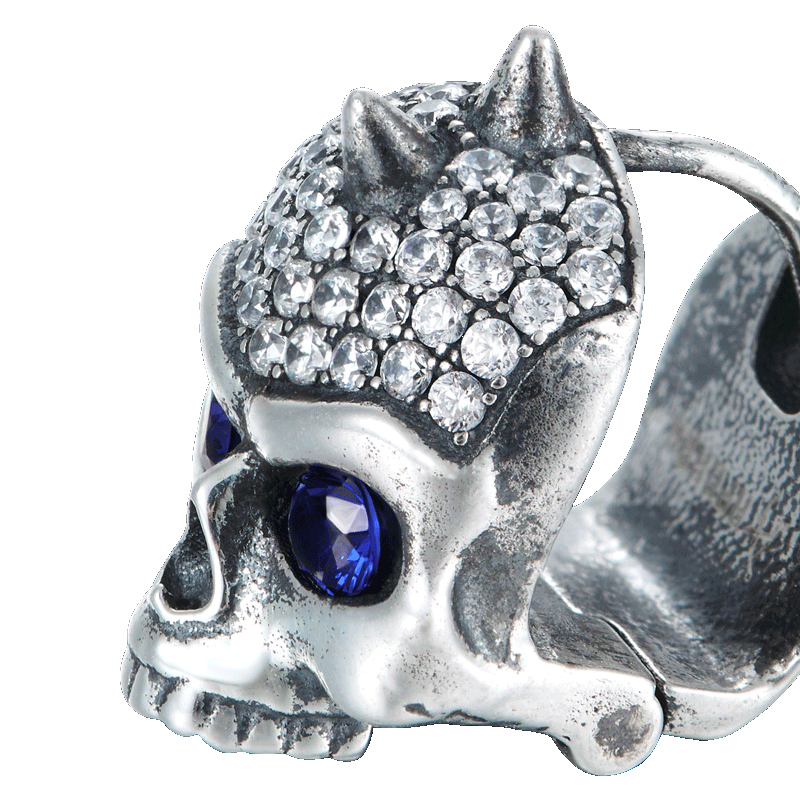 S925 X Iced Skull Hoop Earring