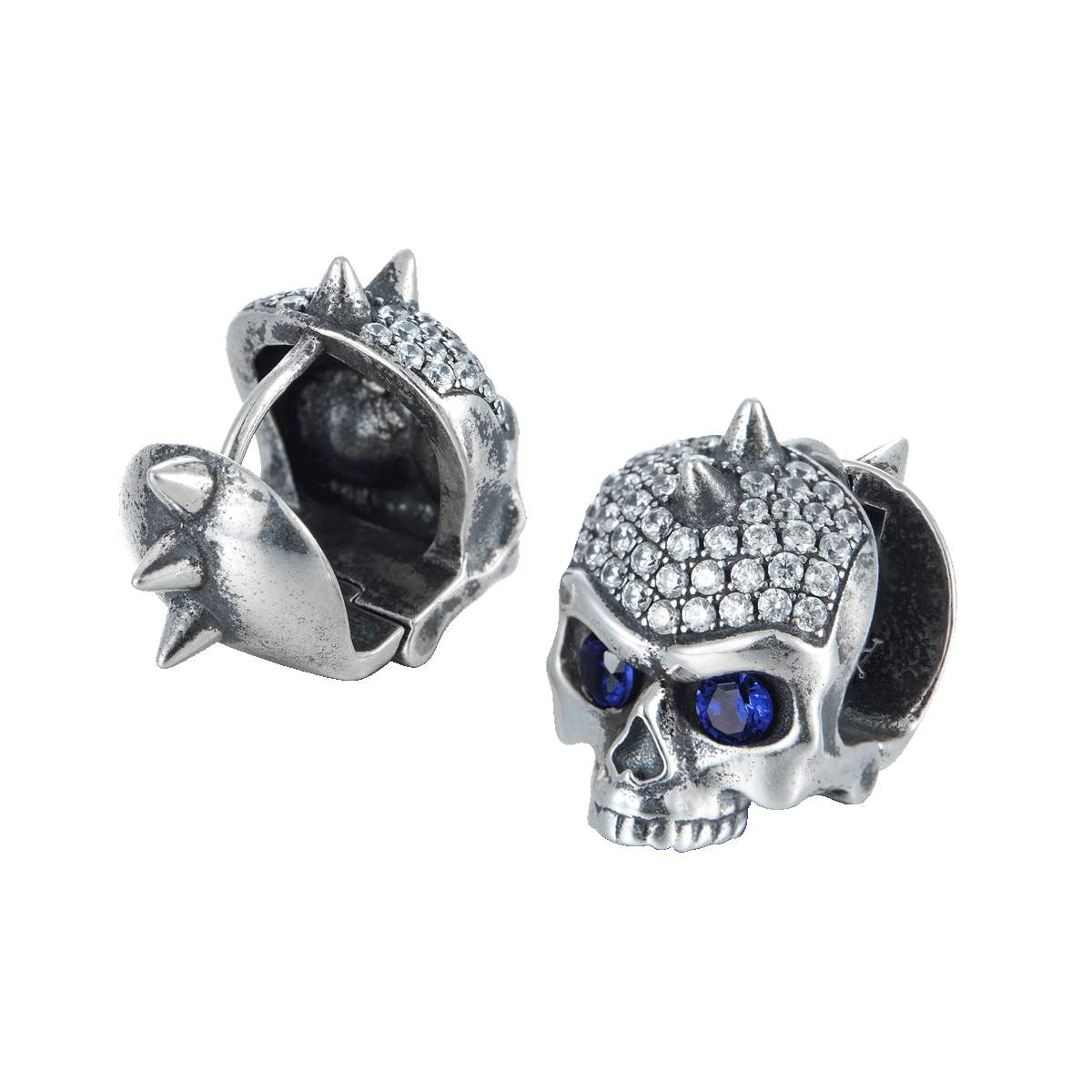 S925 X Iced Skull Hoop Earring