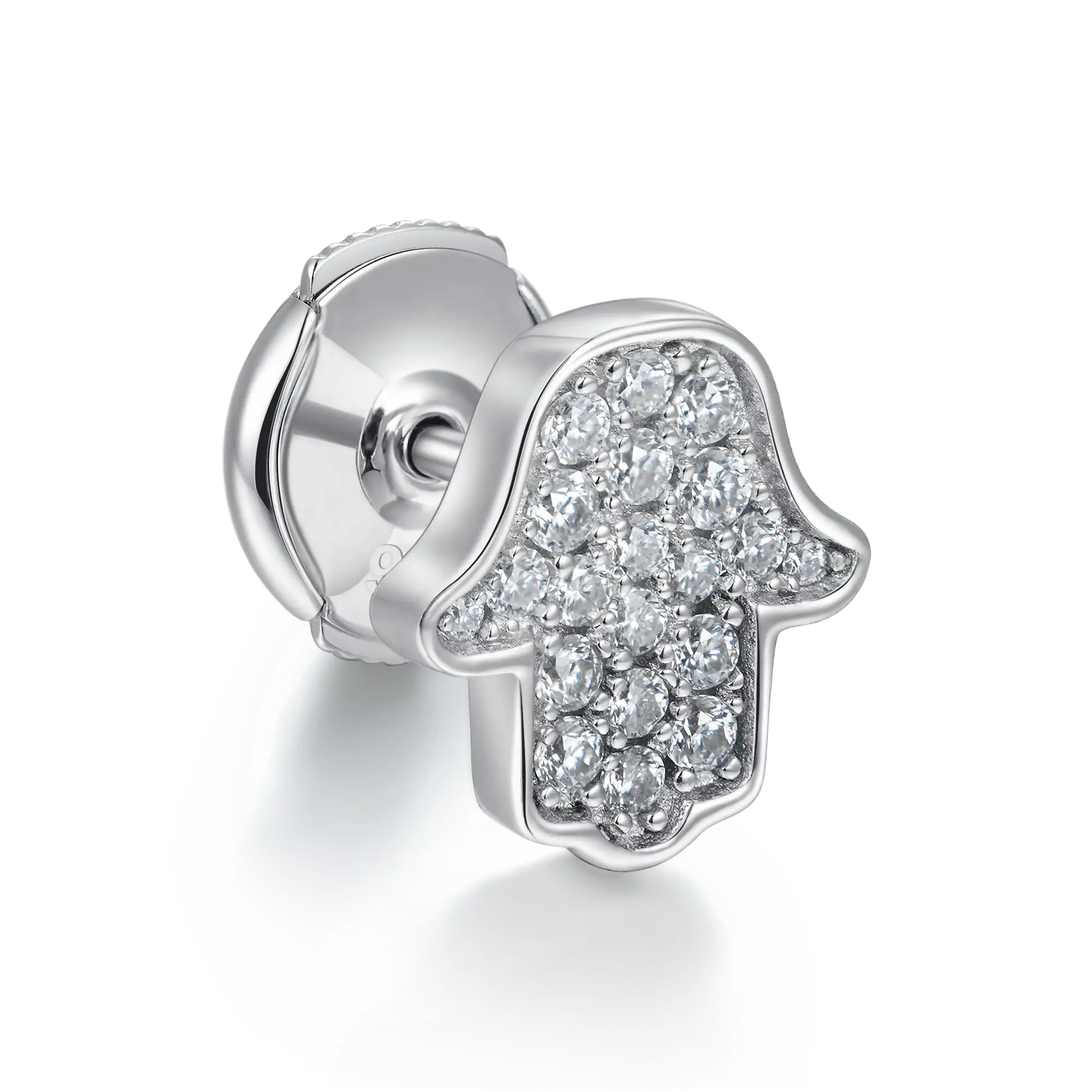 Orecchini a bottone Hamsa Moissanite S925 - Coppia