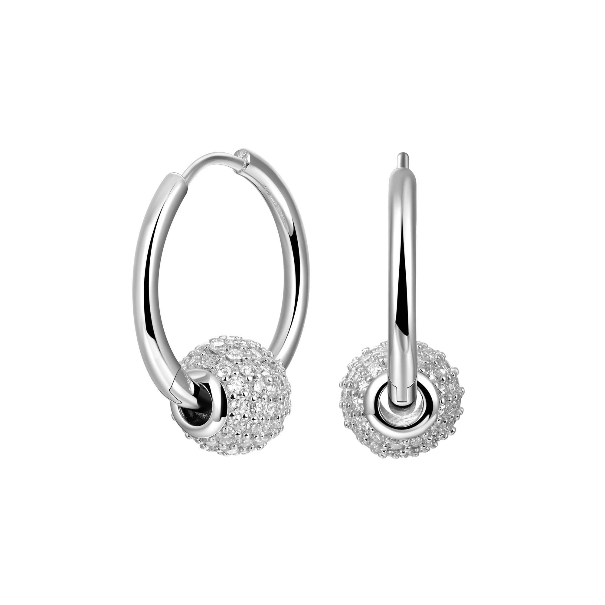 Women's Ball Hoop Earrings - Pair