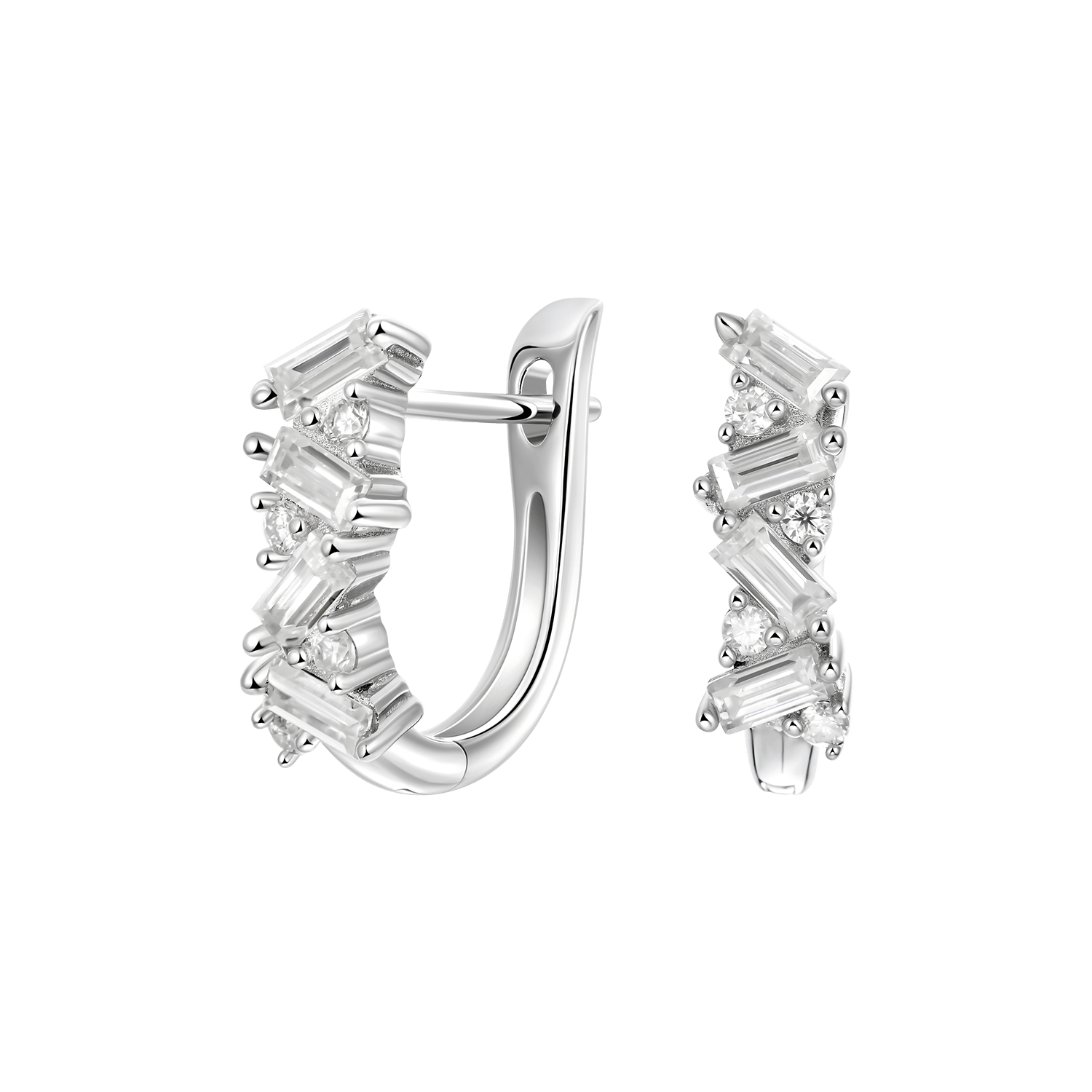 Moissanite S925 Halo Hoop Earrings - Pair