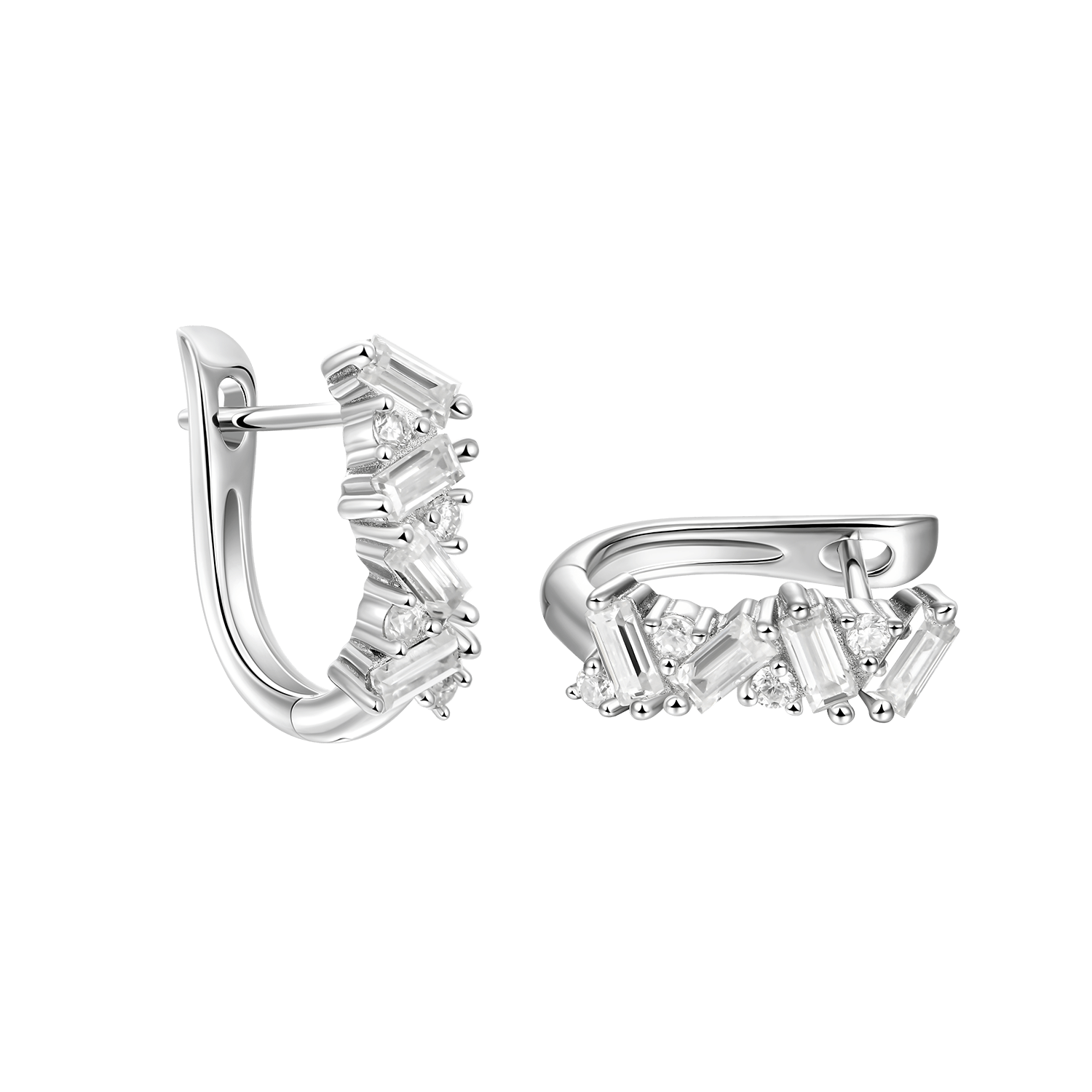 Moissanite S925 Halo Hoop Earrings - Pair